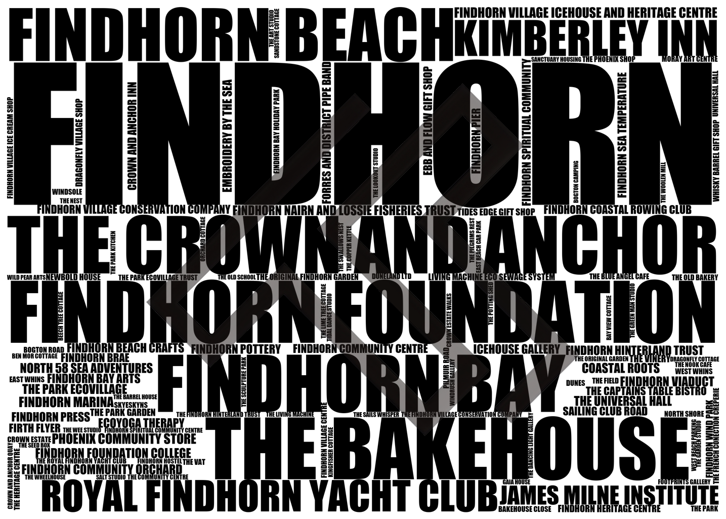 Findhorn - Premium Typographic Word Cloud Prints, Posters & Gifts