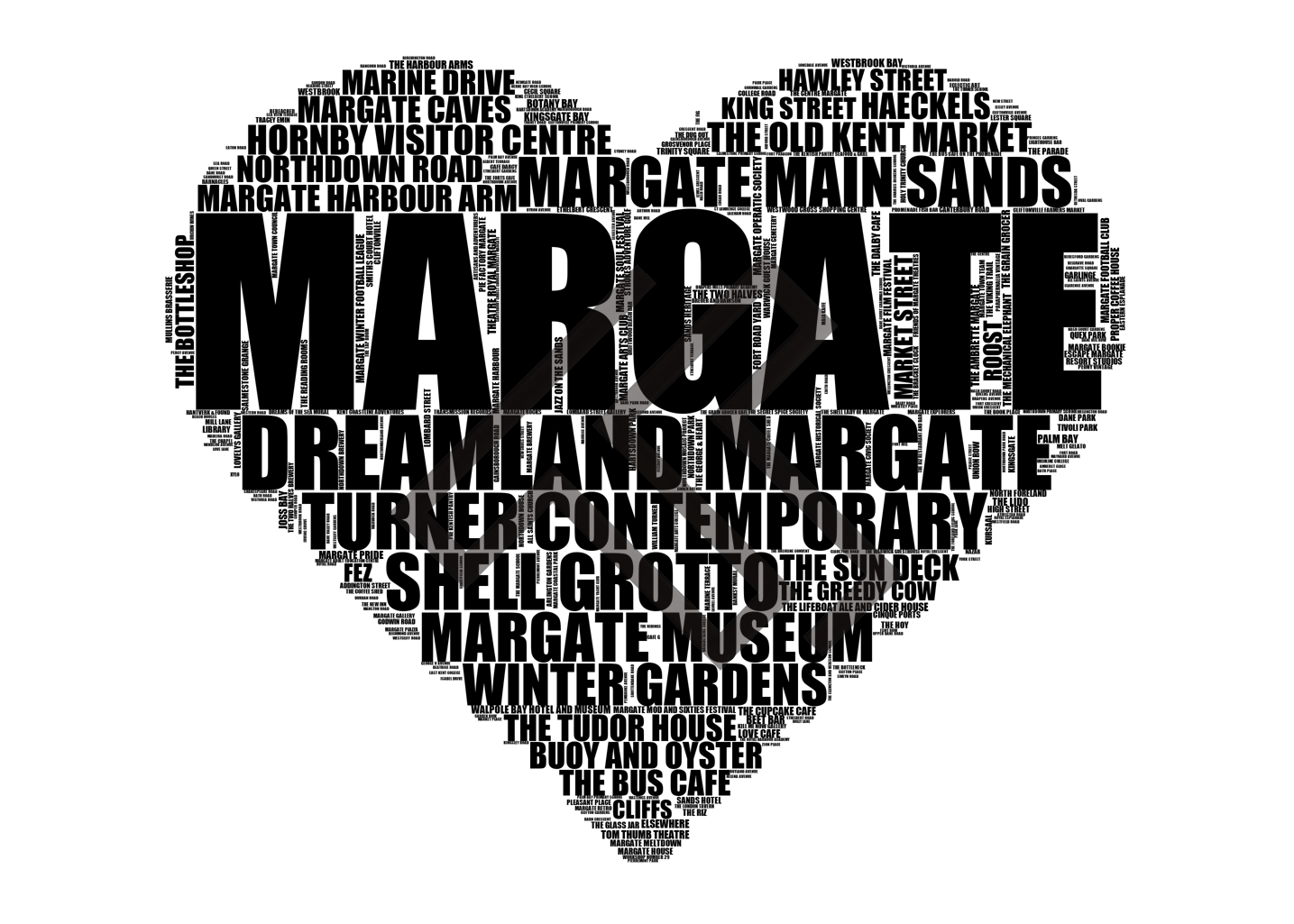 Margate - Premium Typographic Word Cloud Prints, Posters & Gifts