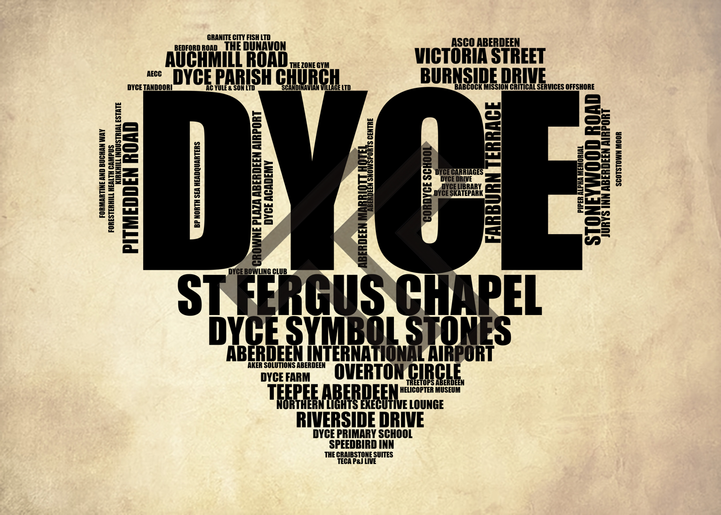 Dyce - Premium Typographic Word Cloud Prints, Posters & Gifts