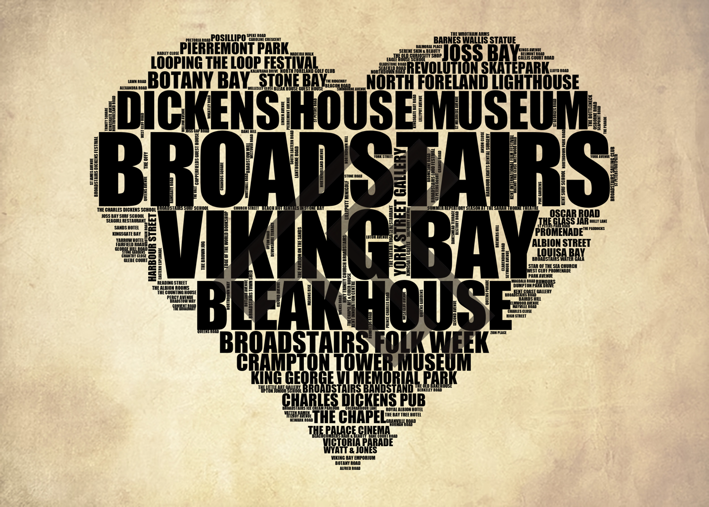 Broadstairs - Premium Typographic Word Cloud Prints, Posters & Gifts