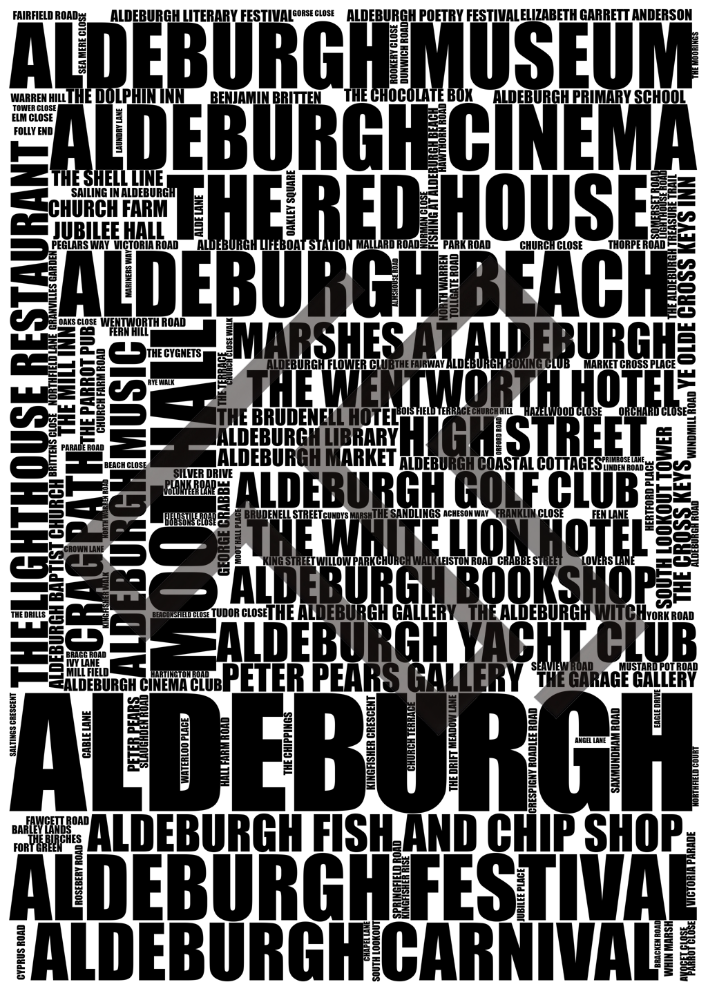 Aldeburgh - Premium Typographic Word Cloud Prints, Posters & Gifts