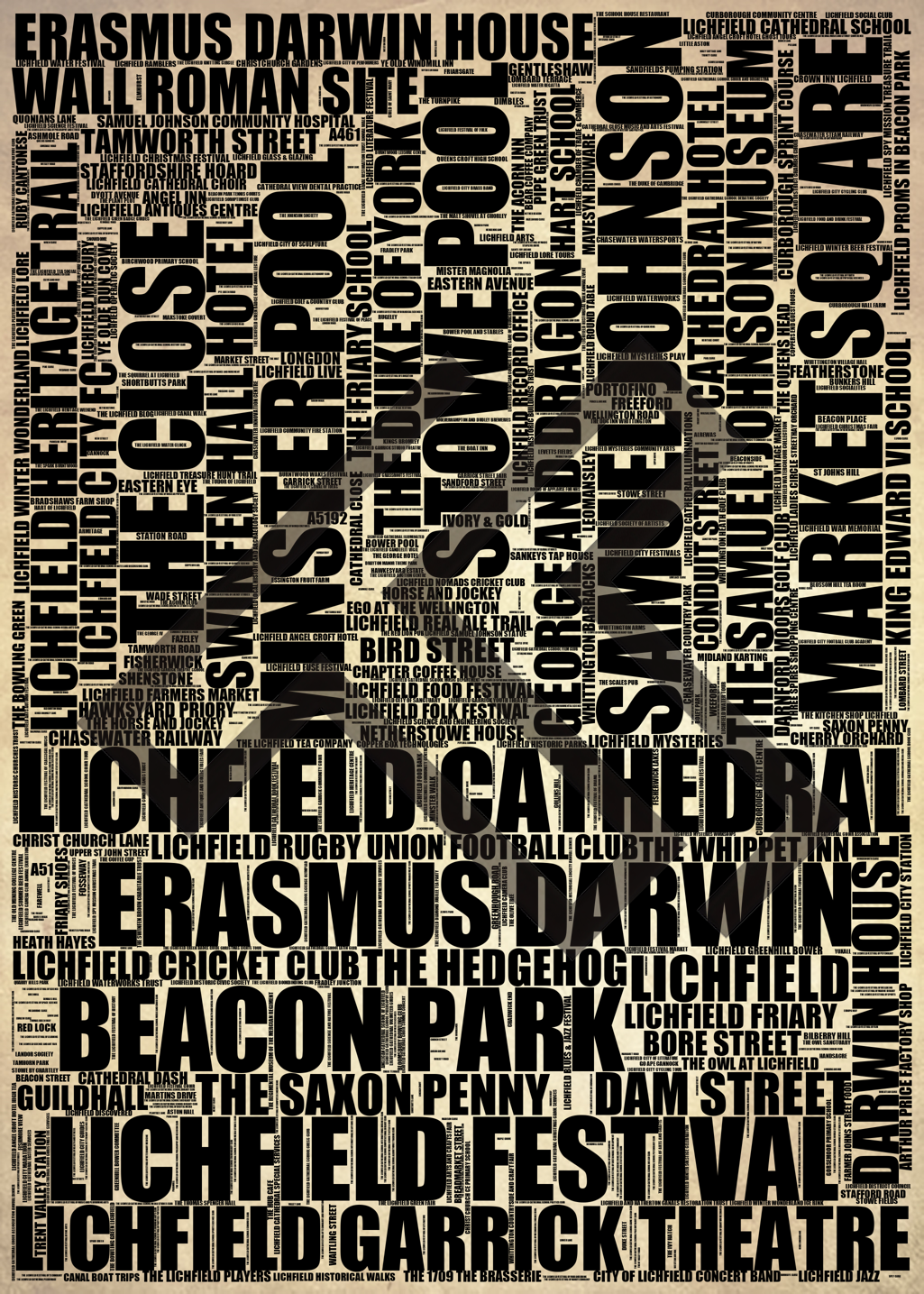 Lichfield - Premium Typographic Word Cloud Prints, Posters & Gifts