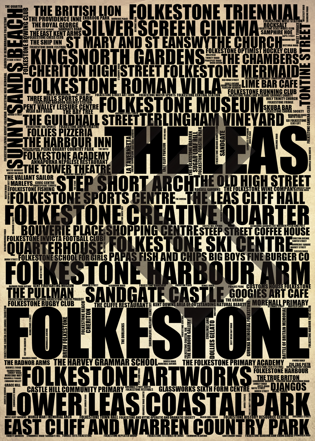 Folkestone - Premium Typographic Word Cloud Prints, Posters & Gifts