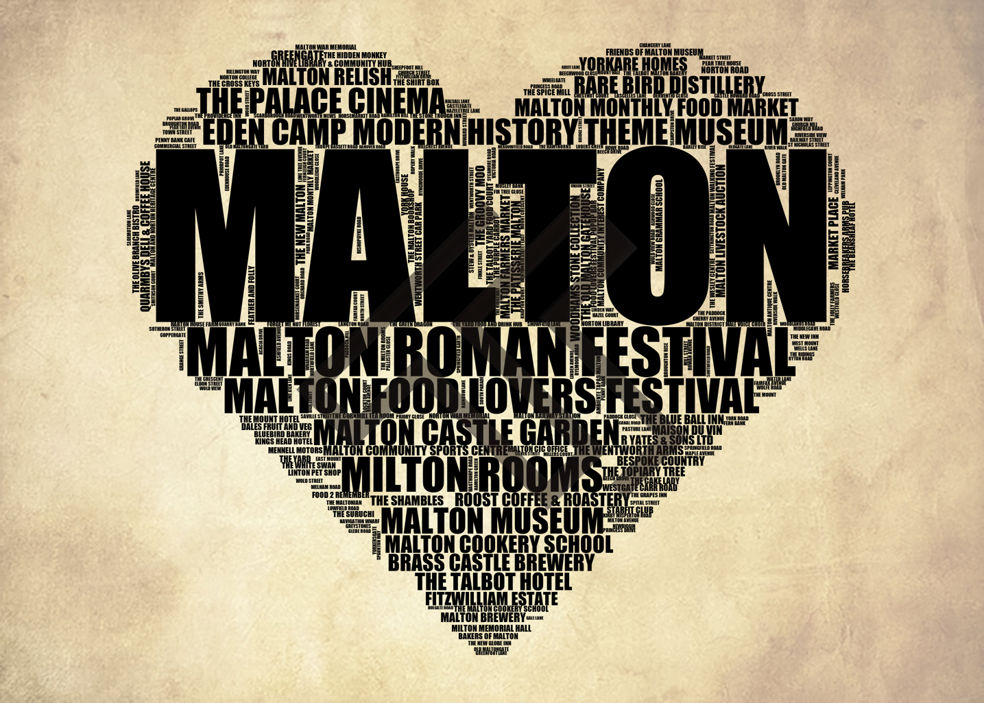 Malton - Premium Typographic Word Cloud Prints, Posters & Gifts