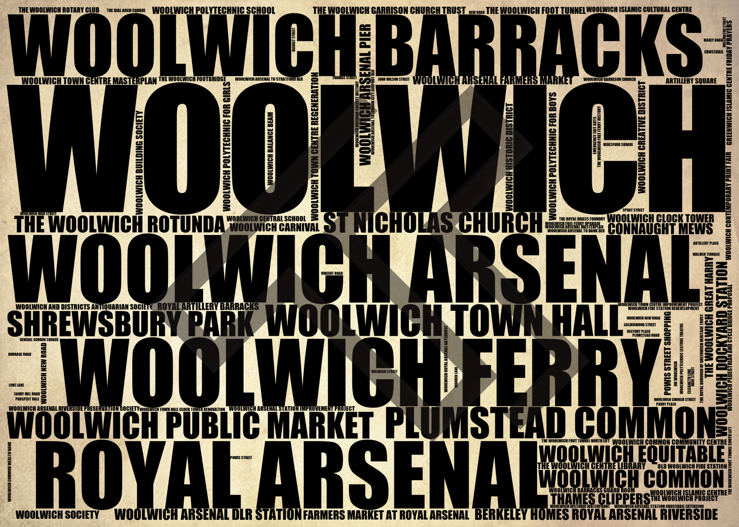 Woolwich - Premium Typographic Word Cloud Prints, Posters & Gifts