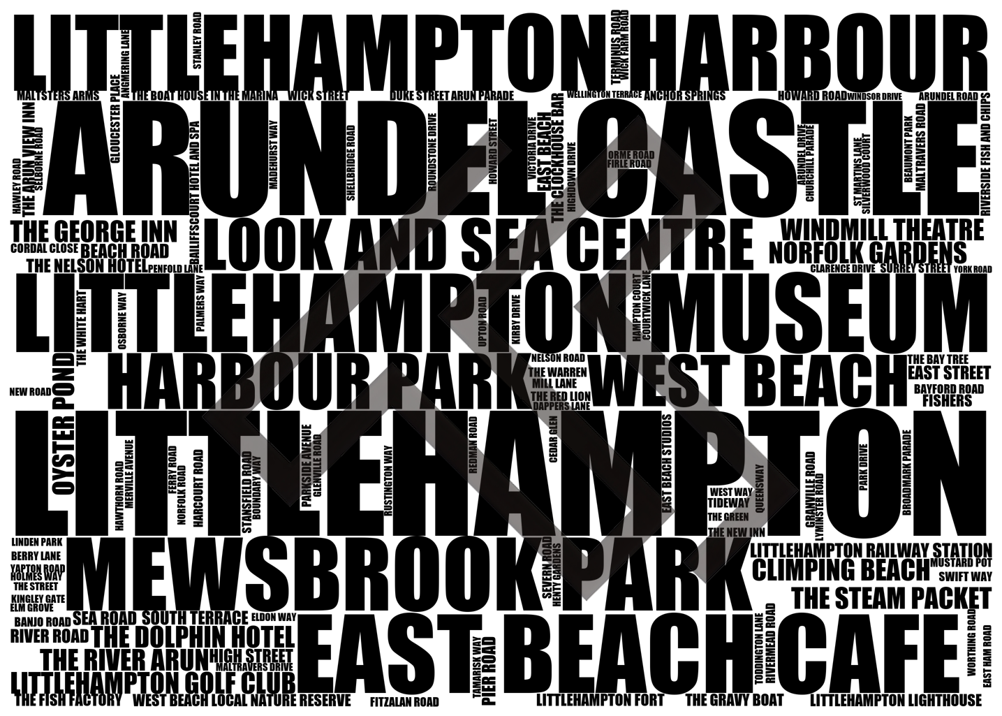 Littlehampton - Premium Typographic Word Cloud Prints, Posters & Gifts