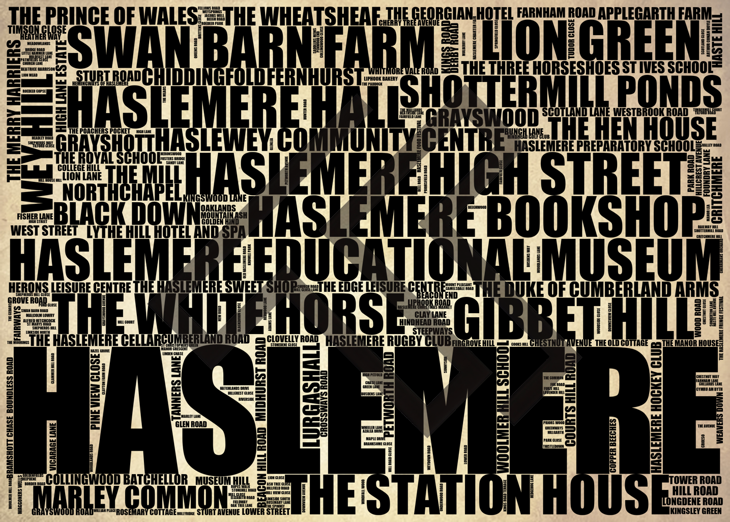 Haslemere - Premium Typographic Word Cloud Prints, Posters & Gifts