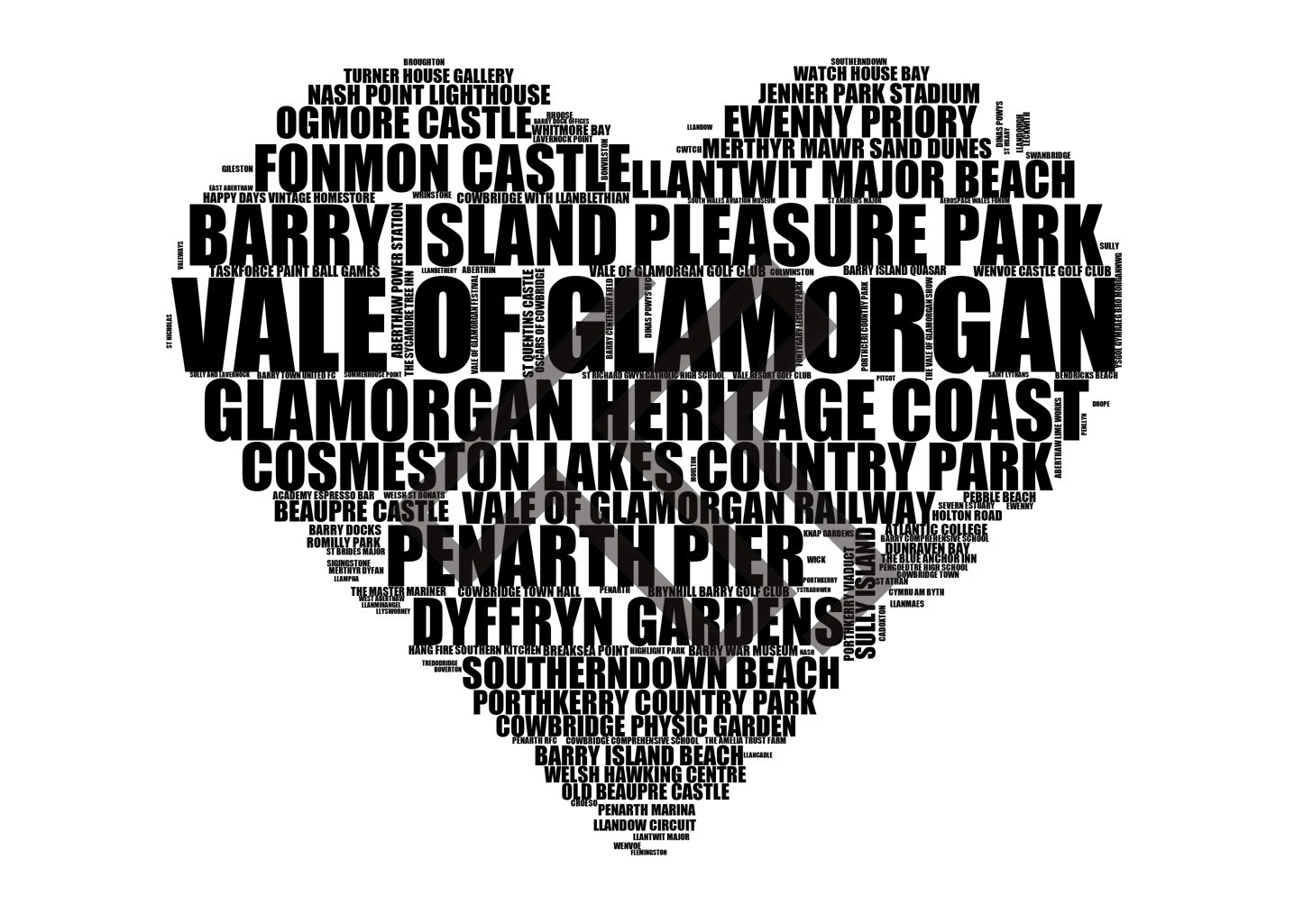 Vale of Glamorgan - Premium Typographic Word Cloud Prints, Posters & Gifts