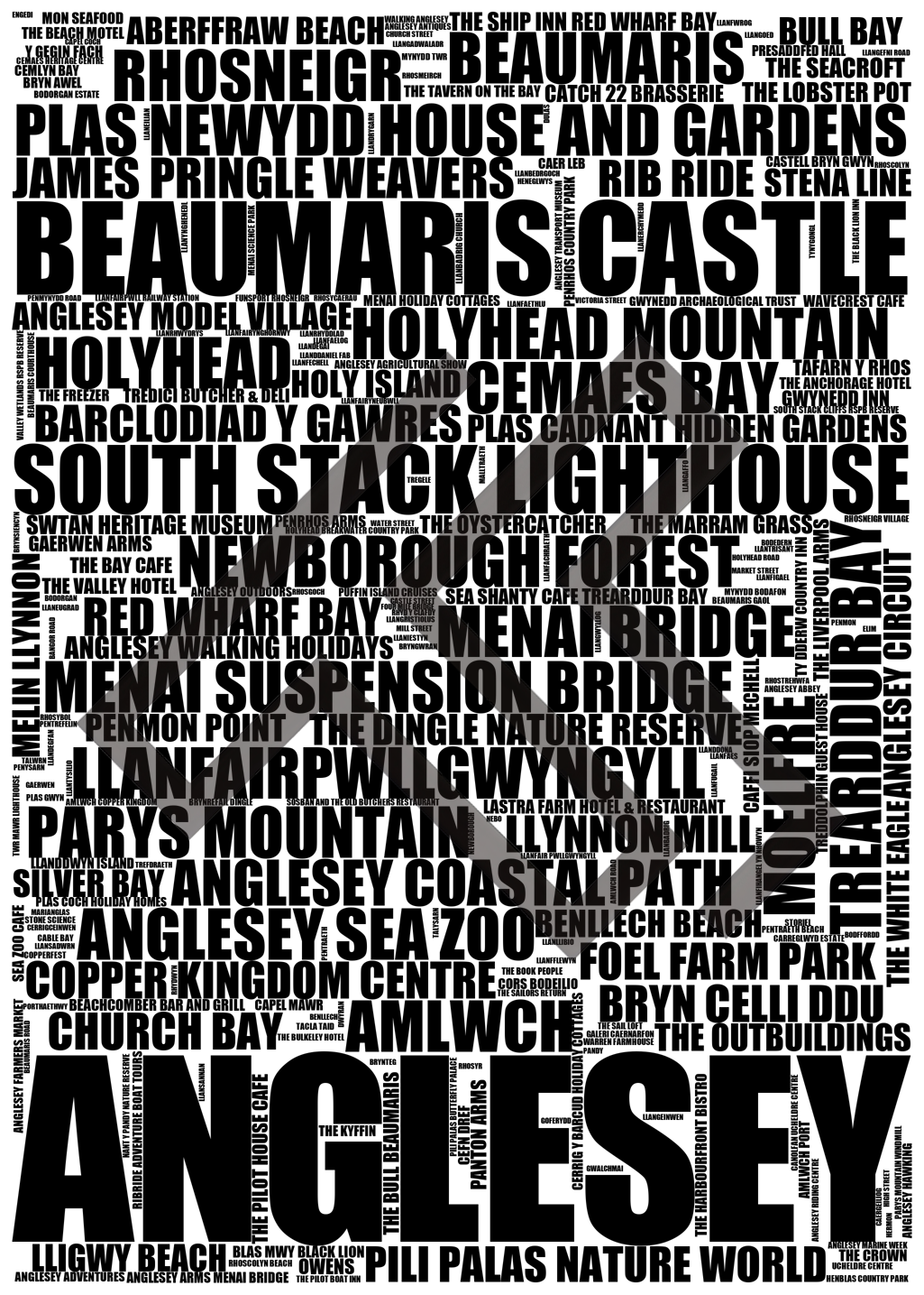 Anglesey - Premium Typographic Word Cloud Prints, Posters & Gifts