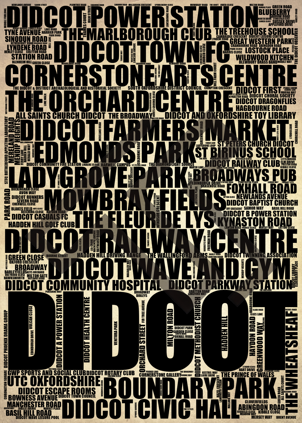 Didcot - Premium Typographic Word Cloud Prints, Posters & Gifts