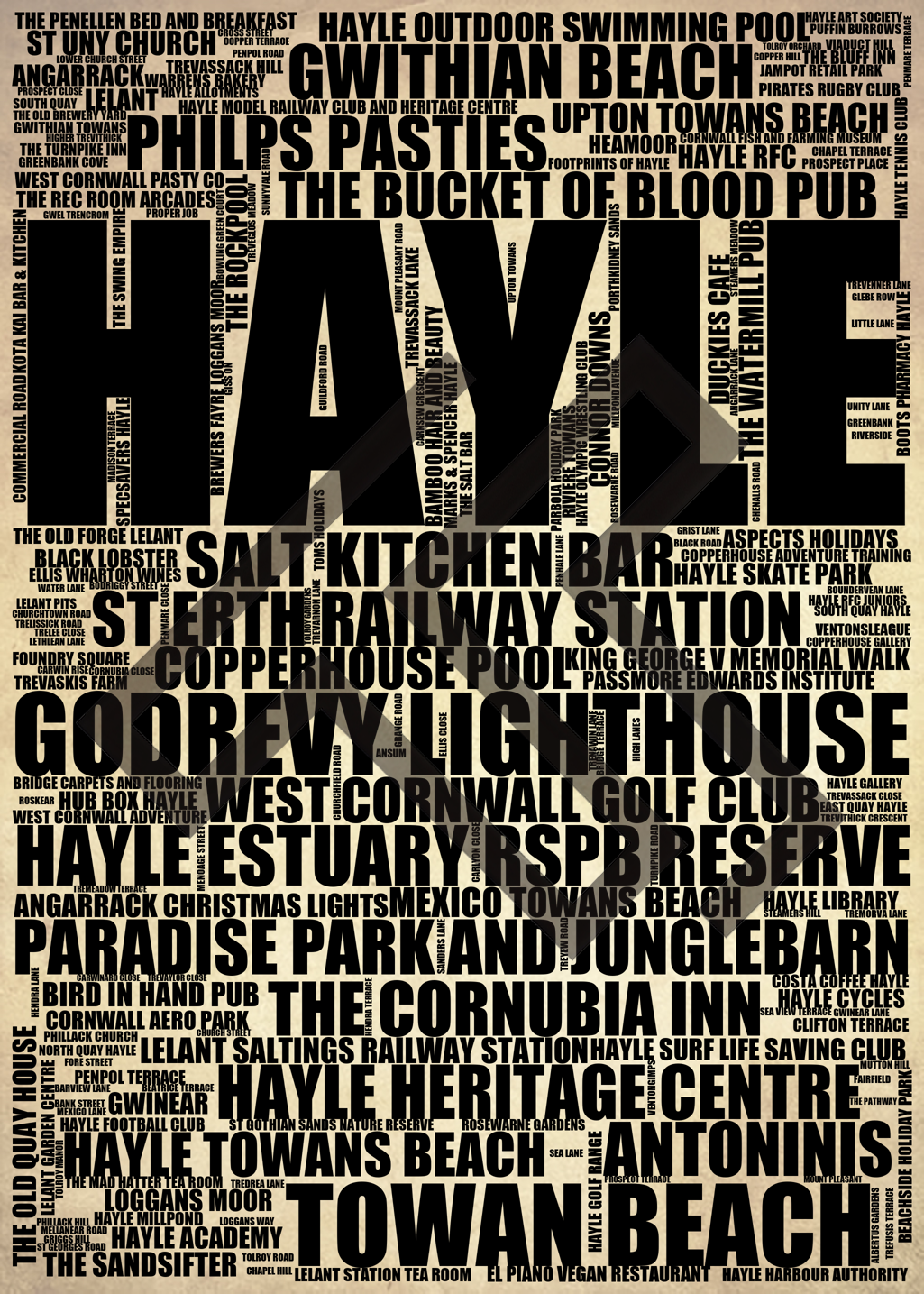 Hayle - Premium Typographic Word Cloud Prints, Posters & Gifts