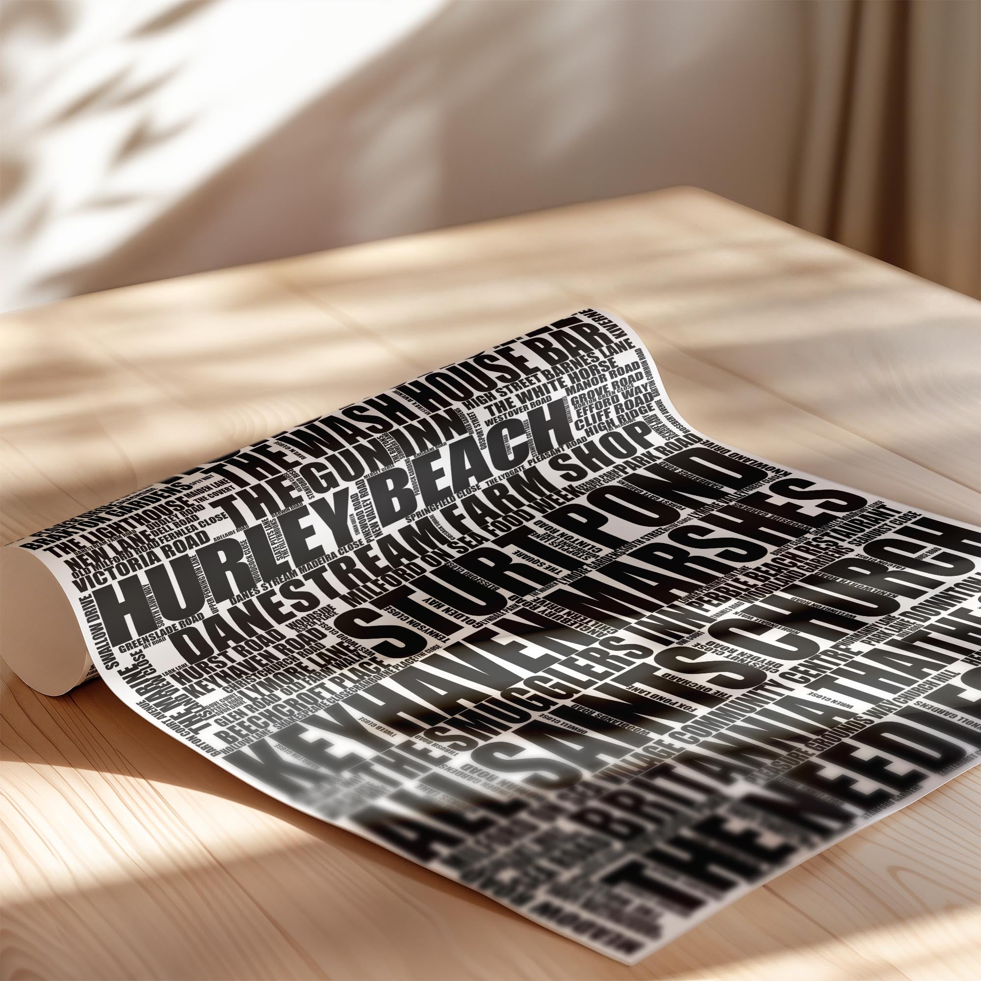 Milford on Sea - Premium Typographic Word Cloud Prints, Posters & Gifts
