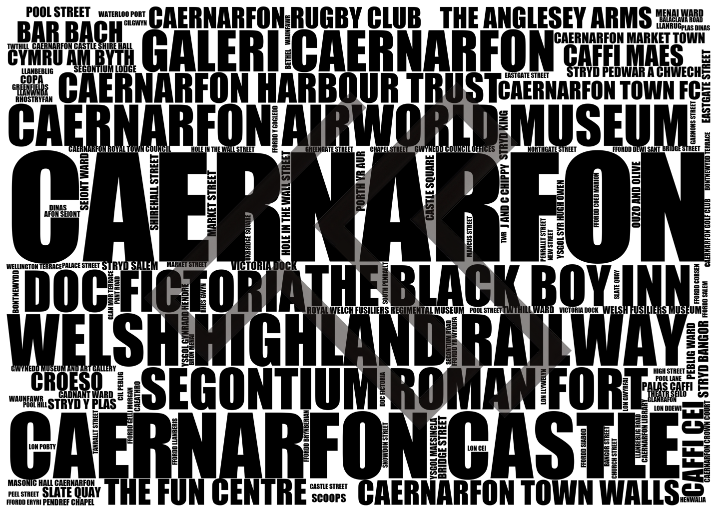 Caernarfon - Premium Typographic Word Cloud Prints, Posters & Gifts