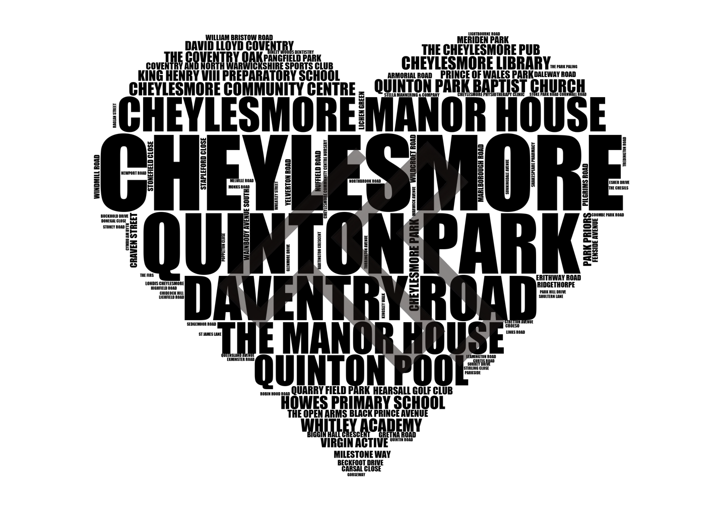 Cheylesmore - Premium Typographic Word Cloud Prints, Posters & Gifts