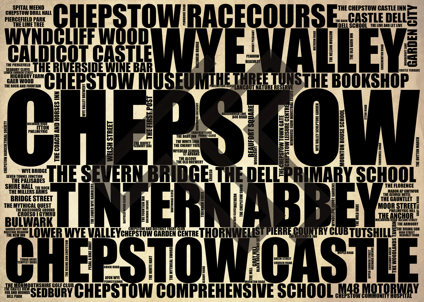 Chepstow - Premium Typographic Word Cloud Prints, Posters & Gifts