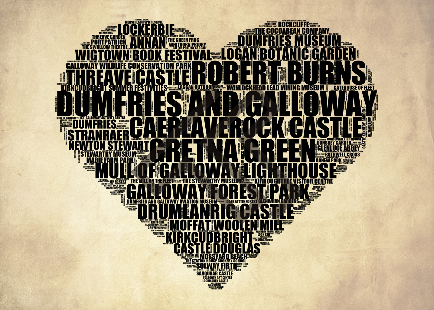 Dumfries and Galloway - Premium Typographic Word Cloud Prints, Posters & Gifts