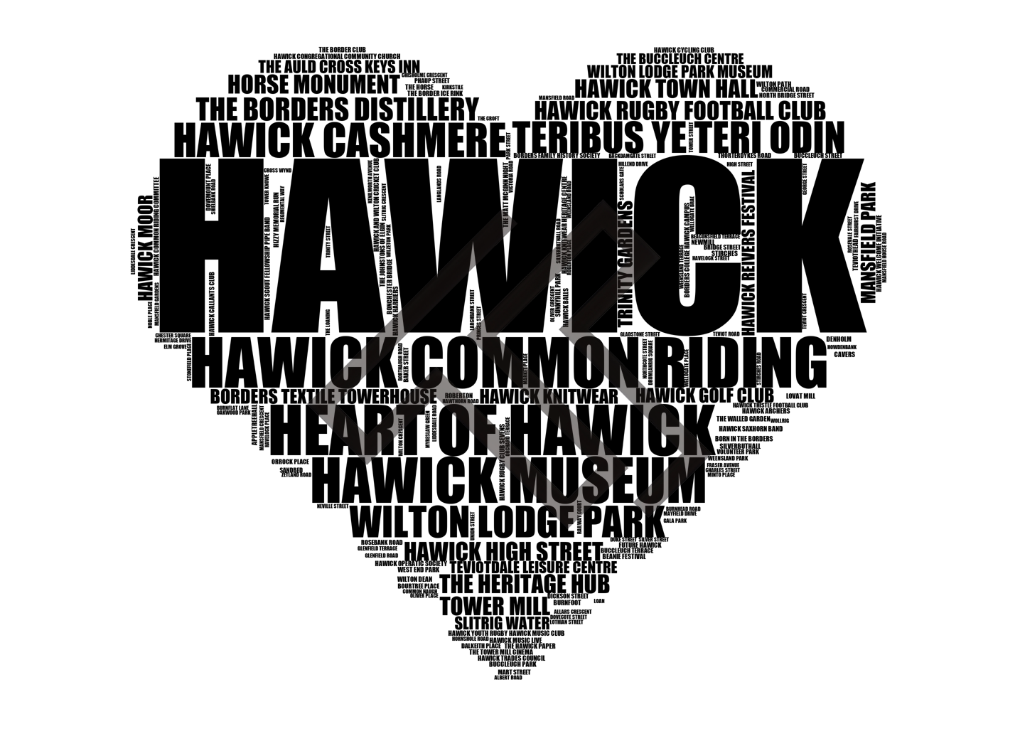 Hawick - Premium Typographic Word Cloud Prints, Posters & Gifts