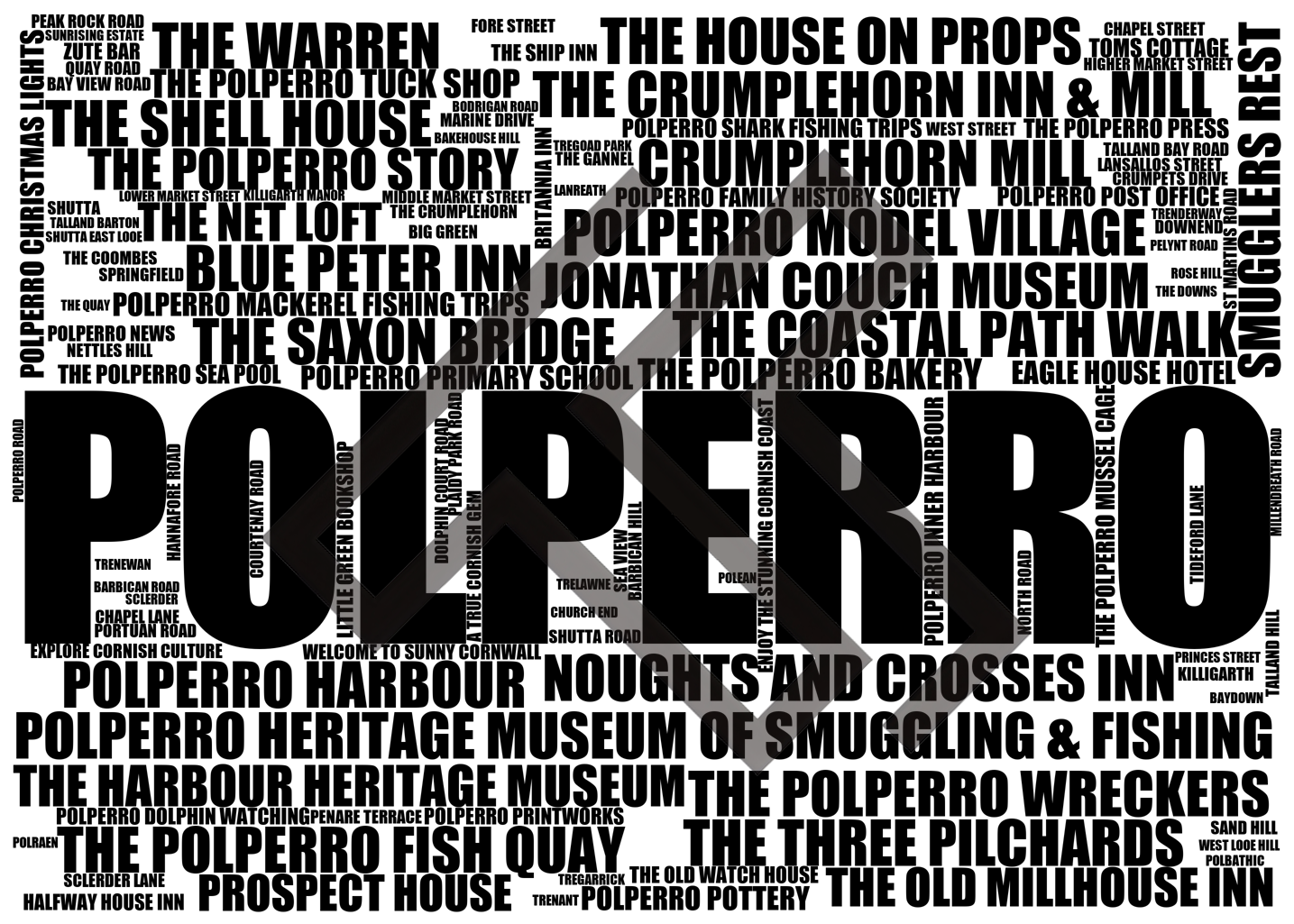 Polperro - Premium Typographic Word Cloud Prints, Posters & Gifts
