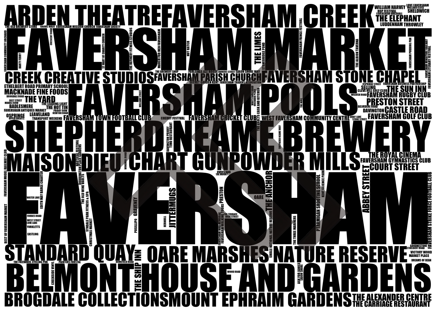 Faversham - Premium Typographic Word Cloud Prints, Posters & Gifts