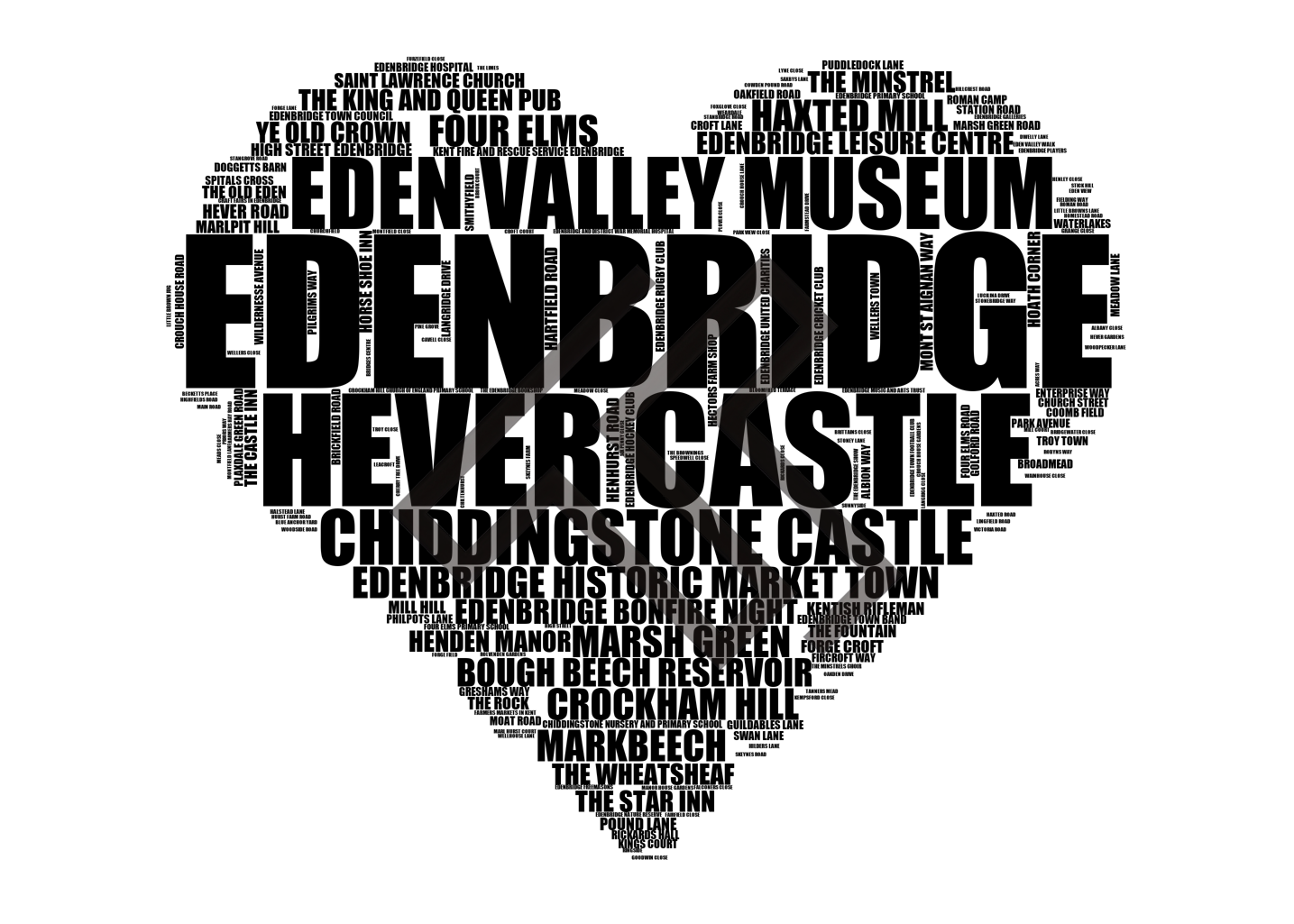 Edenbridge - Premium Typographic Word Cloud Prints, Posters & Gifts