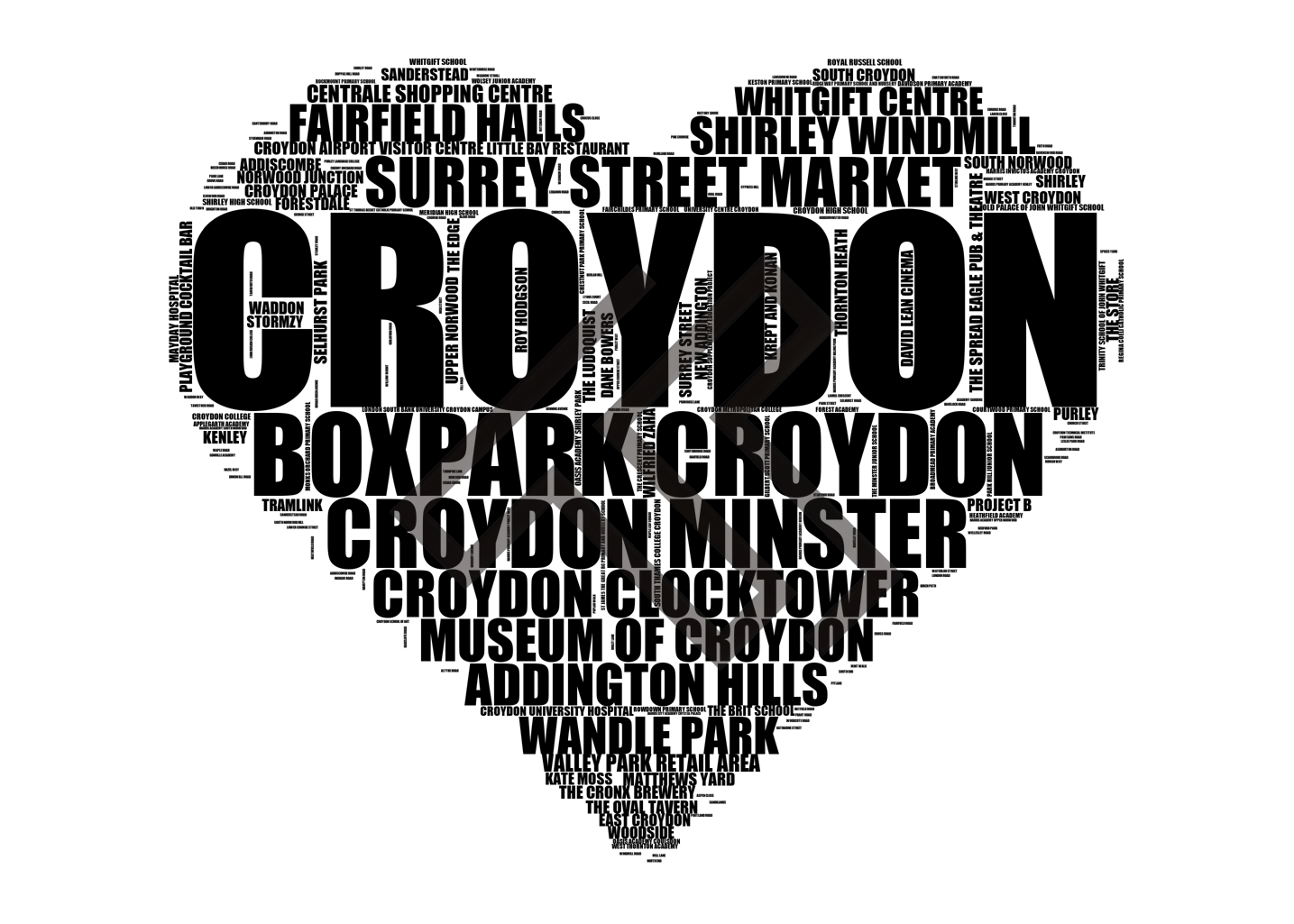 Croydon - Premium Typographic Word Cloud Prints, Posters & Gifts