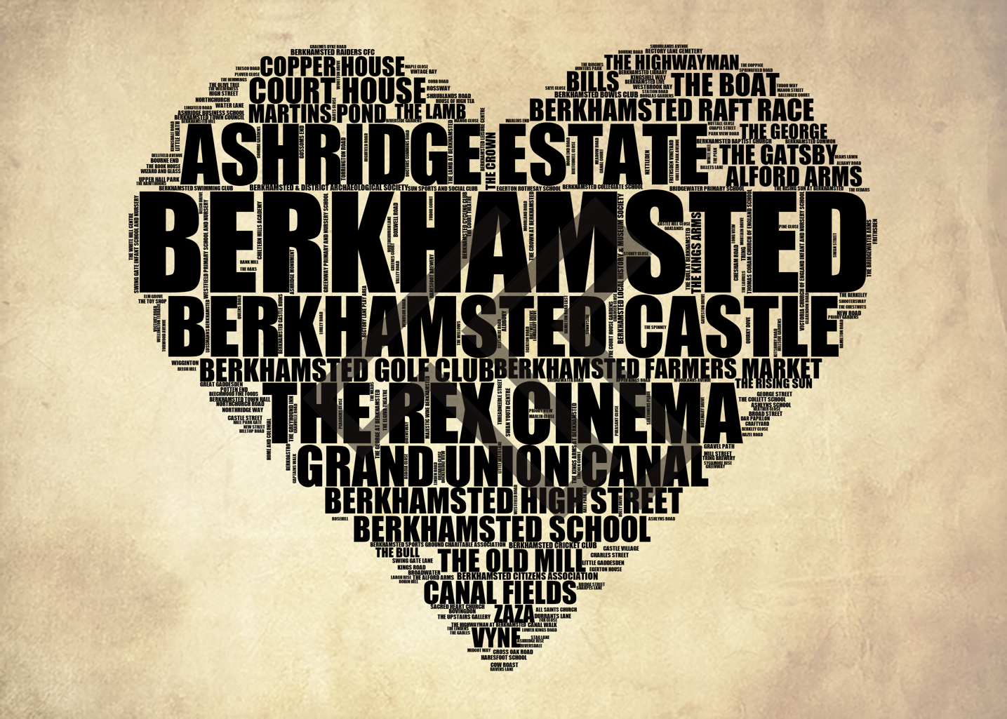 Berkhamsted - Premium Typographic Word Cloud Prints, Posters & Gifts