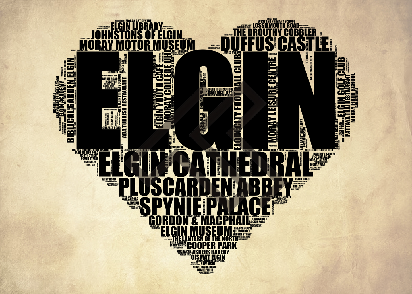 Elgin - Premium Typographic Word Cloud Prints, Posters & Gifts