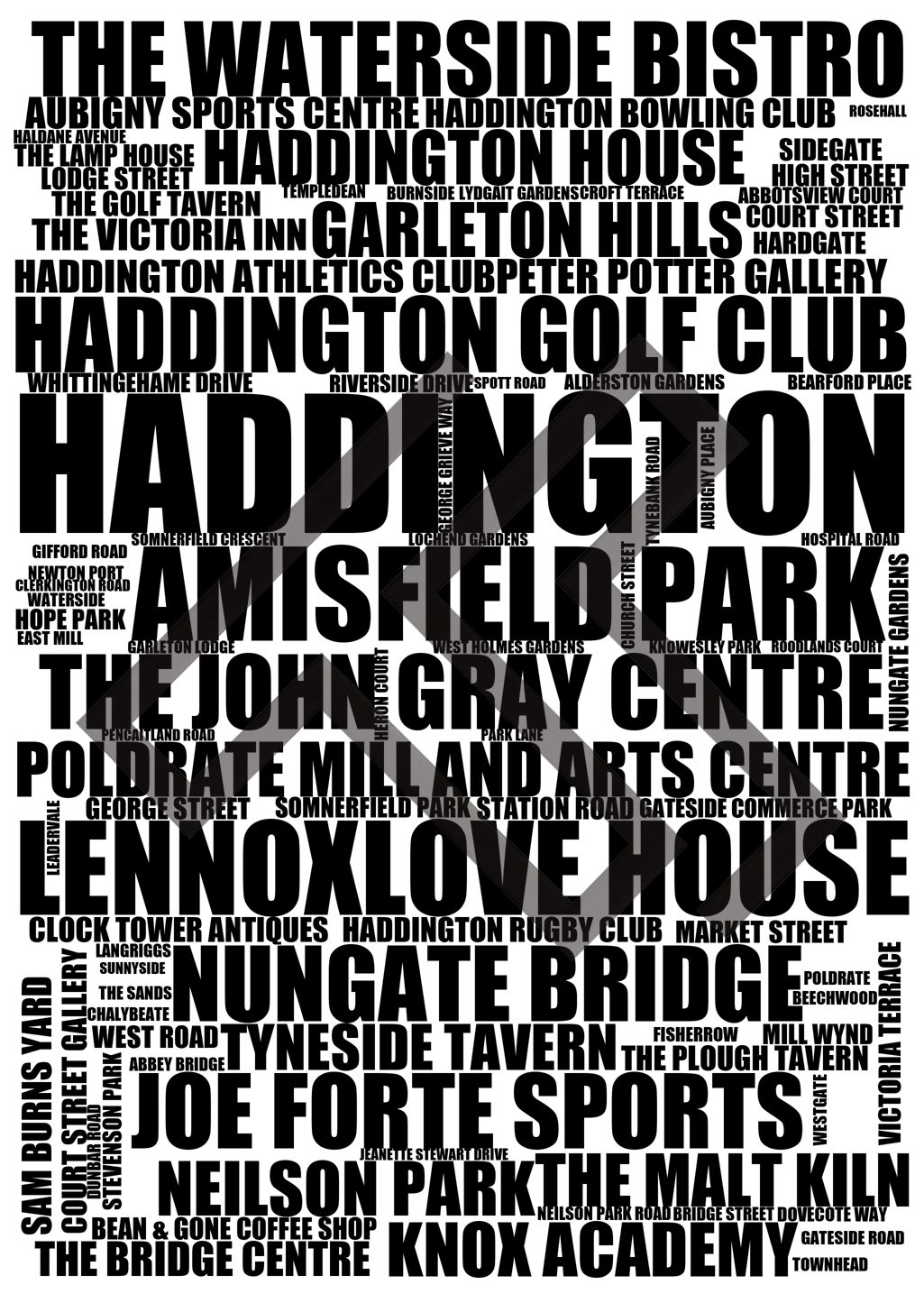 Haddington - Premium Typographic Word Cloud Prints, Posters & Gifts