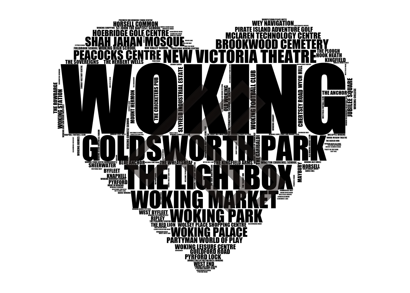 Woking - Premium Typographic Word Cloud Prints, Posters & Gifts