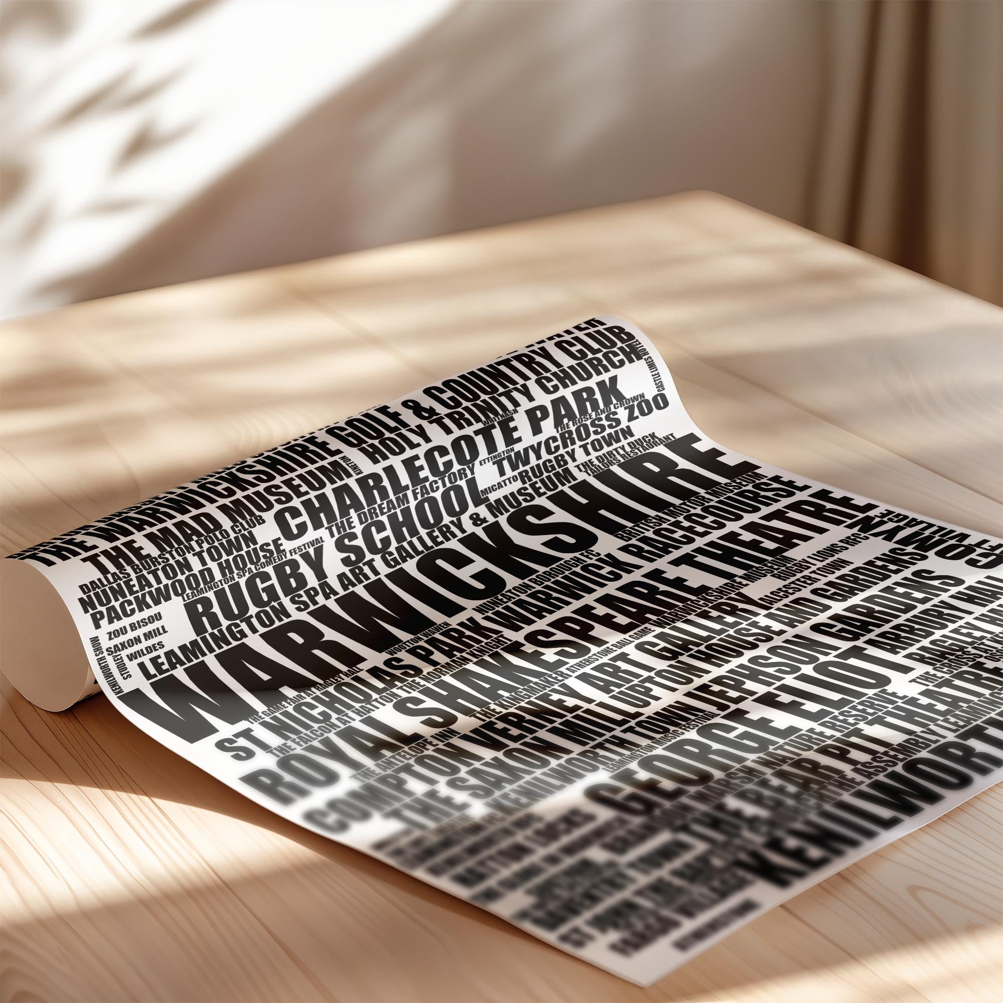 Warwickshire - Premium Typographic Word Cloud Prints, Posters & Gifts