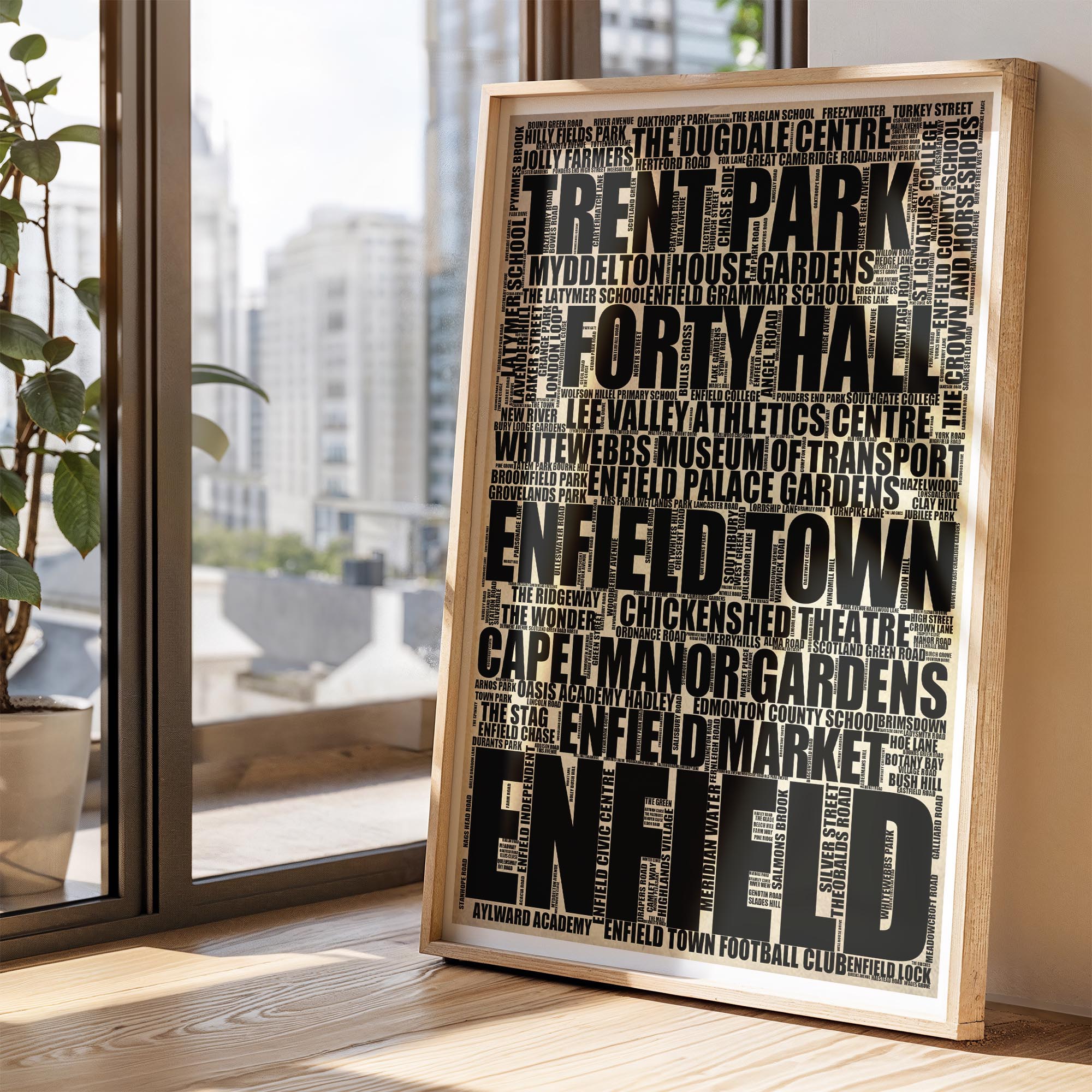 Enfield - Premium Typographic Word Cloud Prints, Posters & Gifts