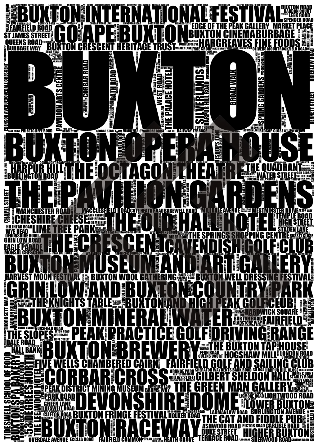 Buxton - Premium Typographic Word Cloud Prints, Posters & Gifts