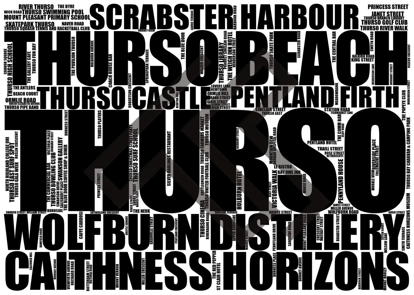 Thurso - Premium Typographic Word Cloud Prints, Posters & Gifts