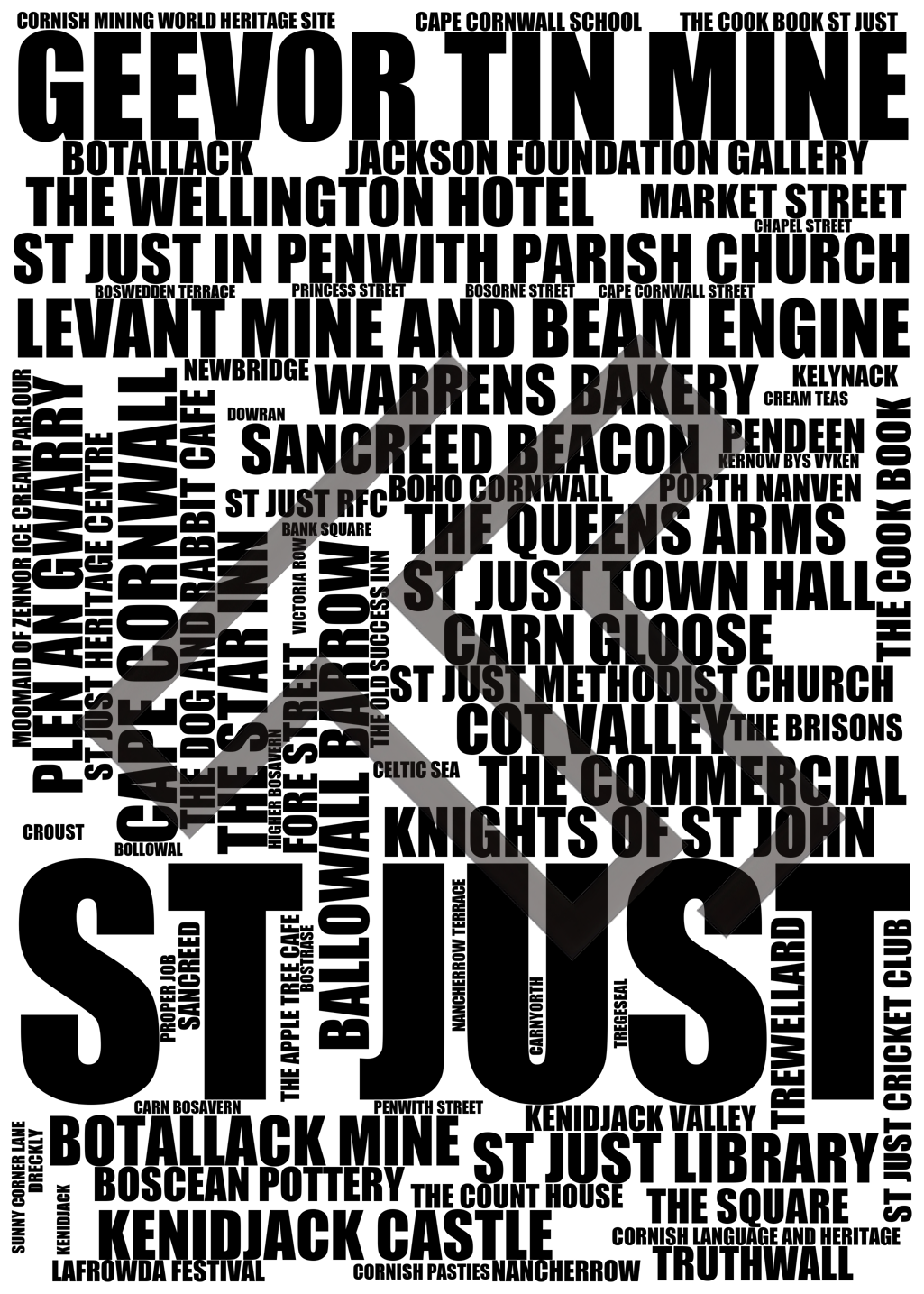 St Just - Premium Typographic Word Cloud Prints, Posters & Gifts