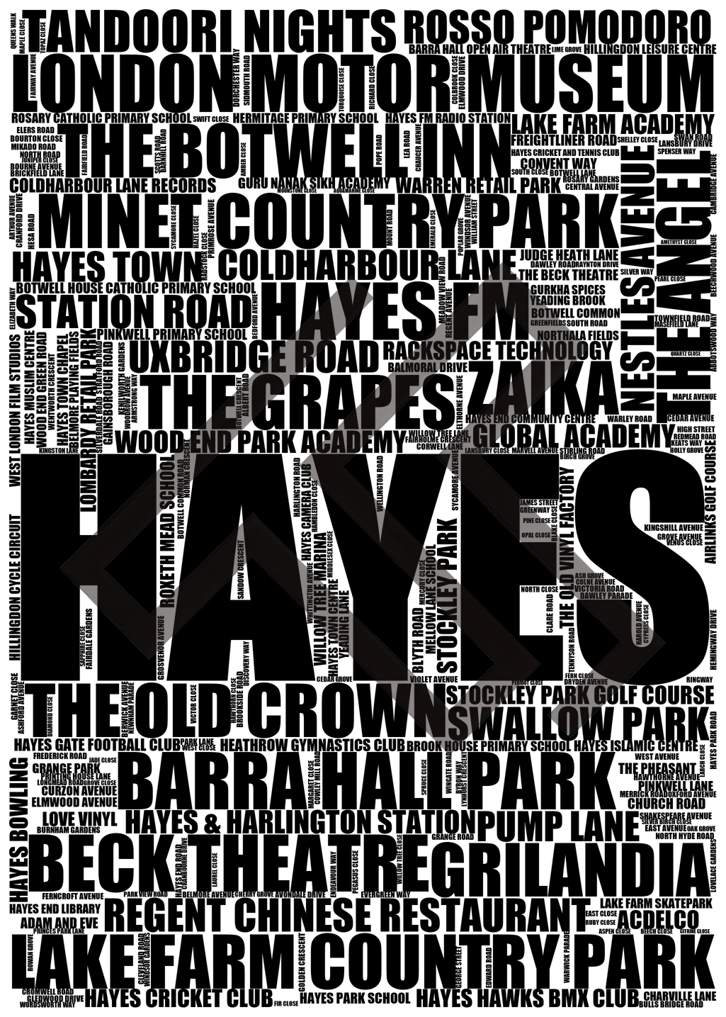 Hayes - Premium Typographic Word Cloud Prints, Posters & Gifts