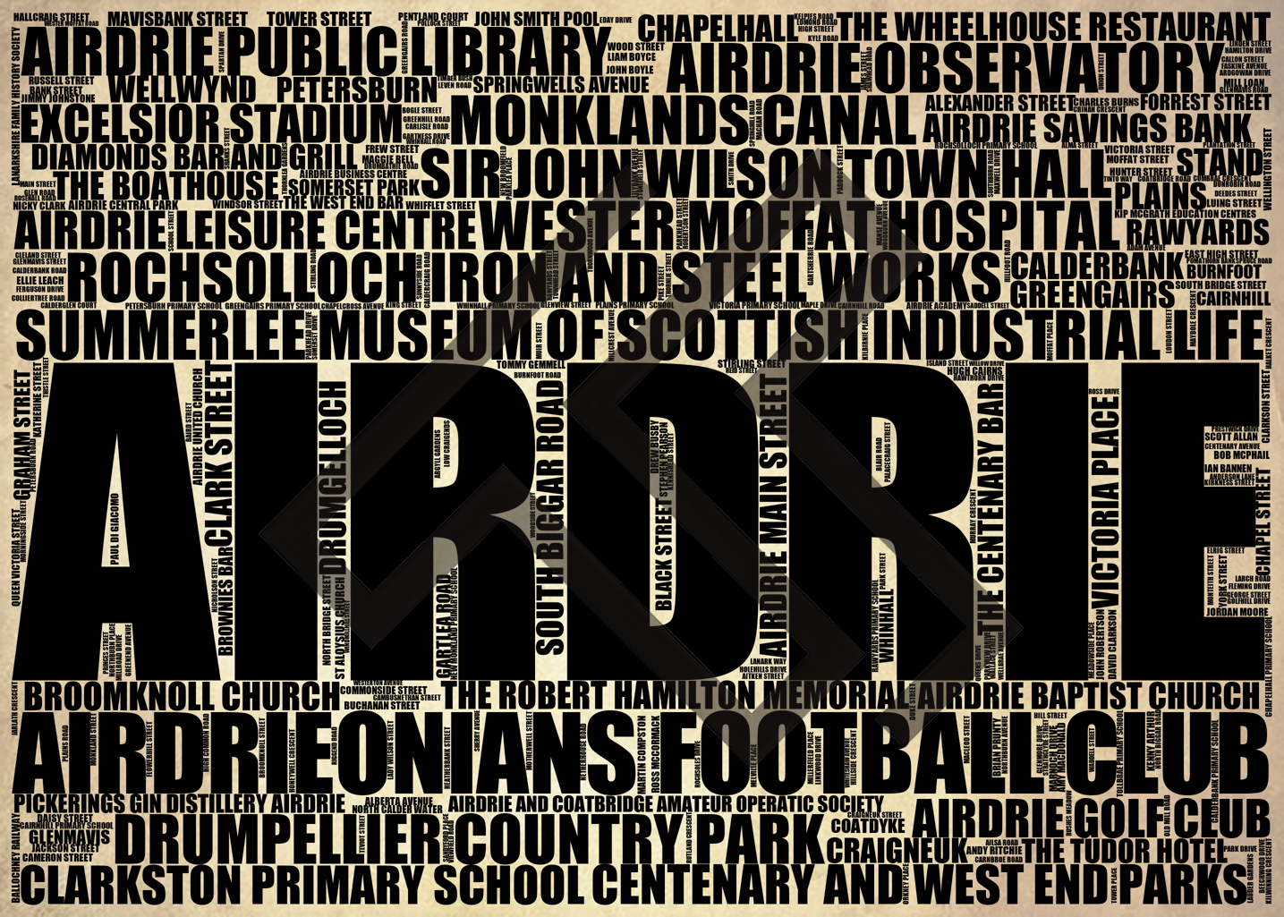 Airdrie - Premium Typographic Word Cloud Prints, Posters & Gifts