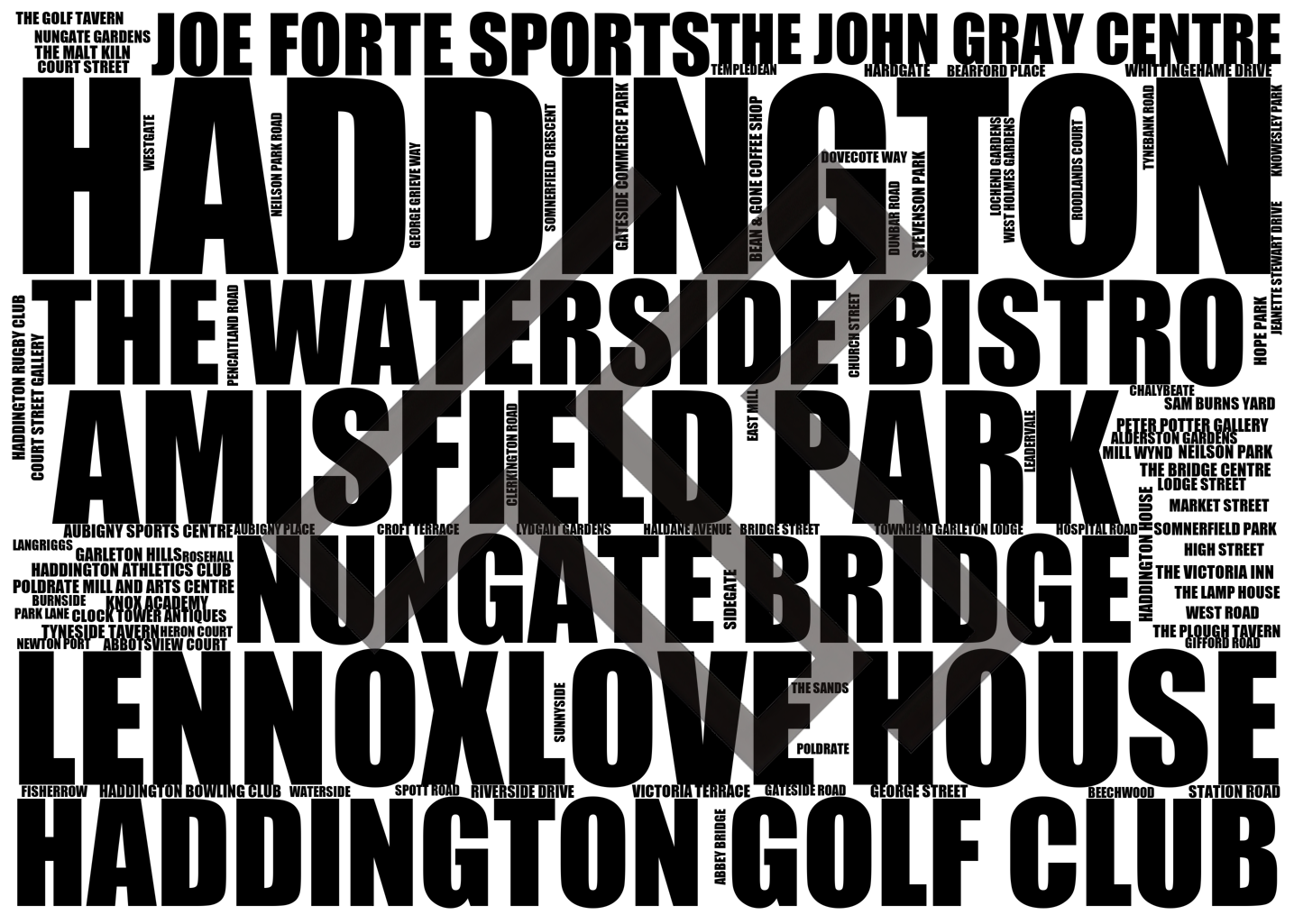 Haddington - Premium Typographic Word Cloud Prints, Posters & Gifts