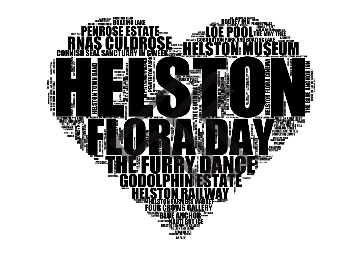 Helston - Premium Typographic Word Cloud Prints, Posters & Gifts