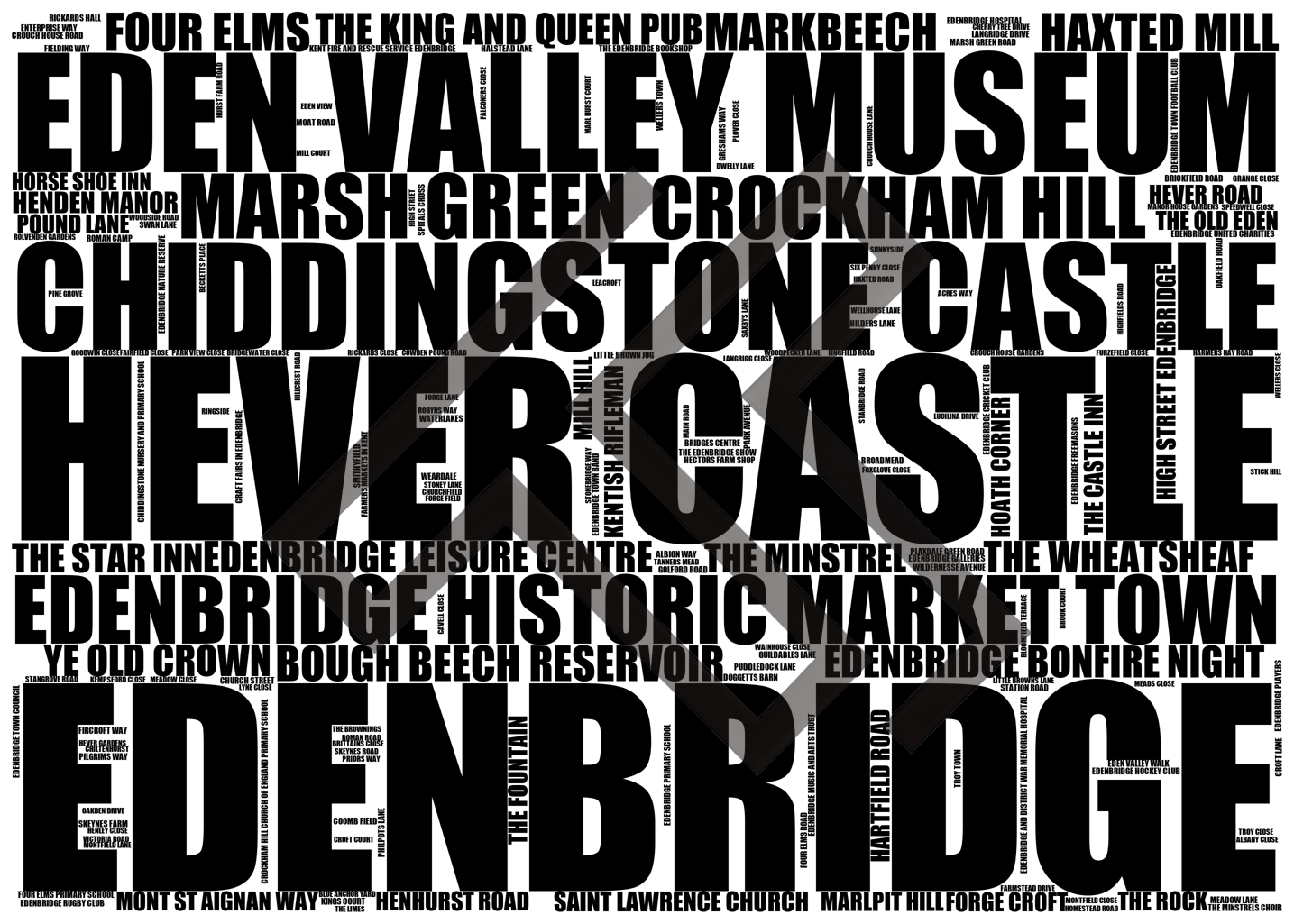 Edenbridge - Premium Typographic Word Cloud Prints, Posters & Gifts