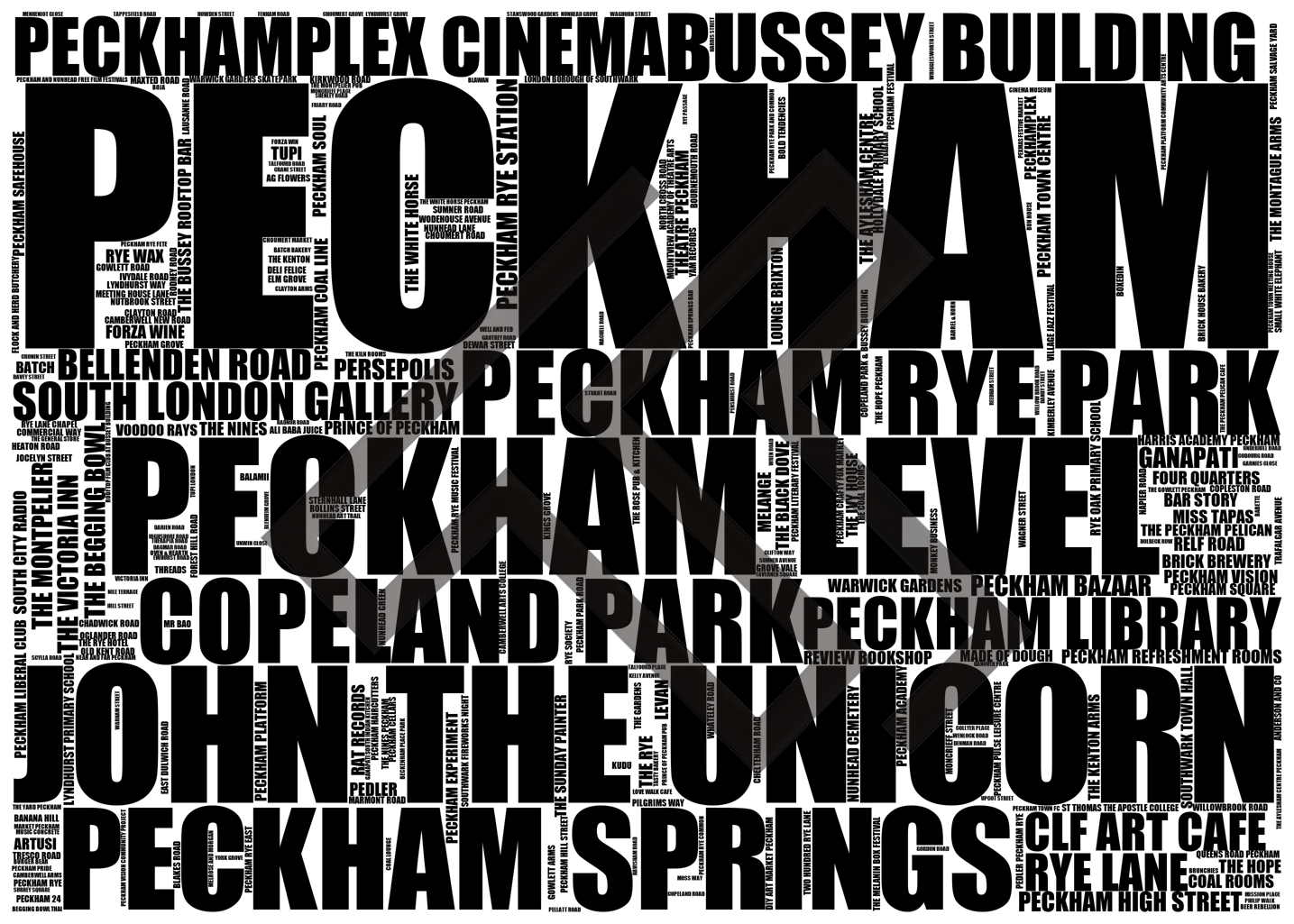 Peckham - Premium Typographic Word Cloud Prints, Posters & Gifts