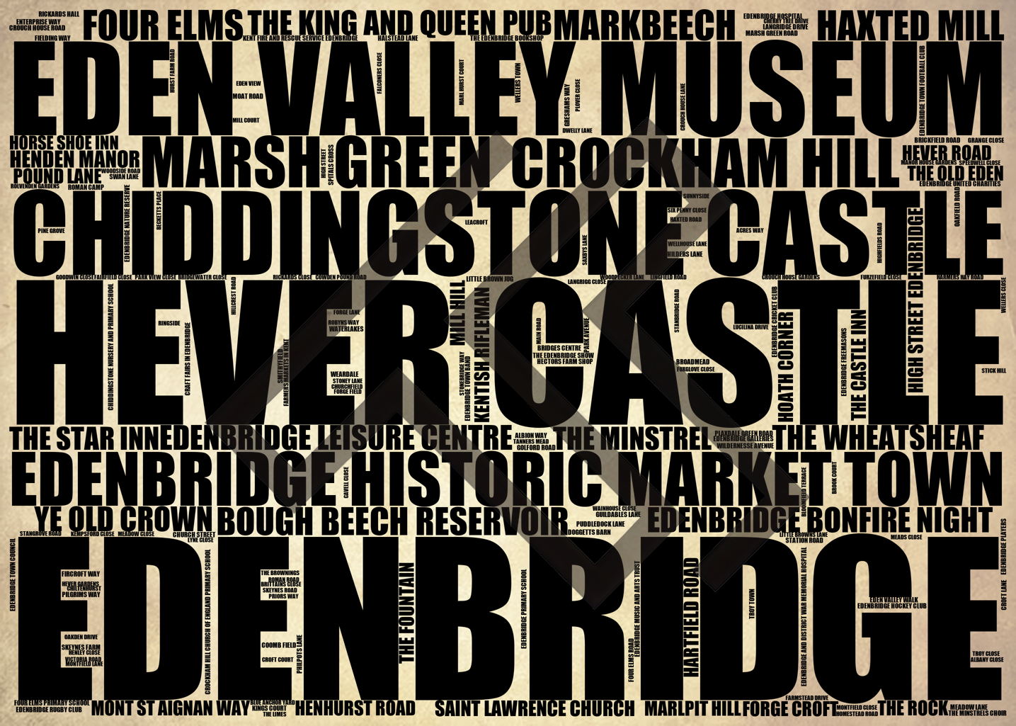 Edenbridge - Premium Typographic Word Cloud Prints, Posters & Gifts