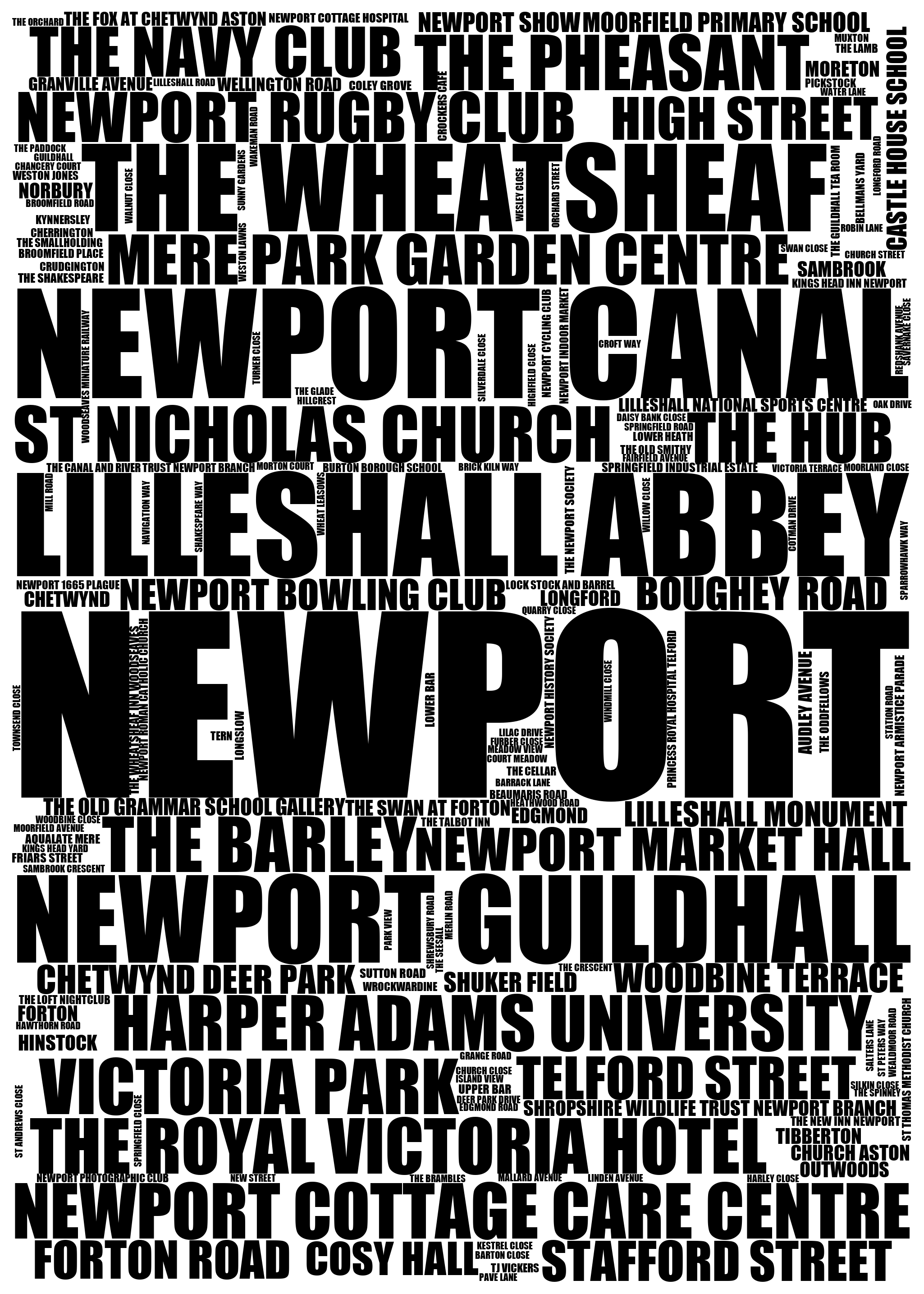 Newport - Premium Typographic Word Cloud Prints, Posters & Gifts