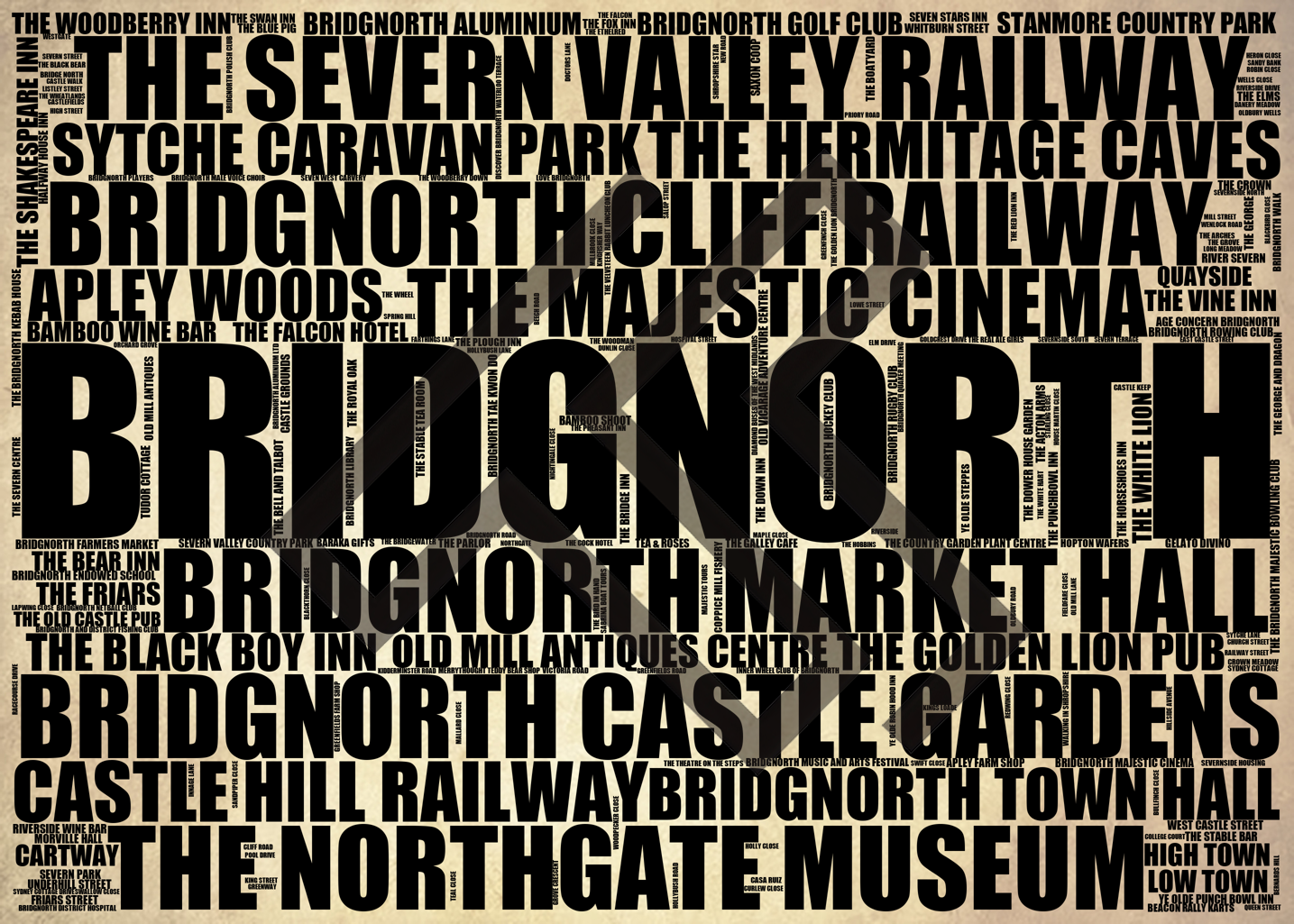 Bridgnorth - Premium Typographic Word Cloud Prints, Posters & Gifts
