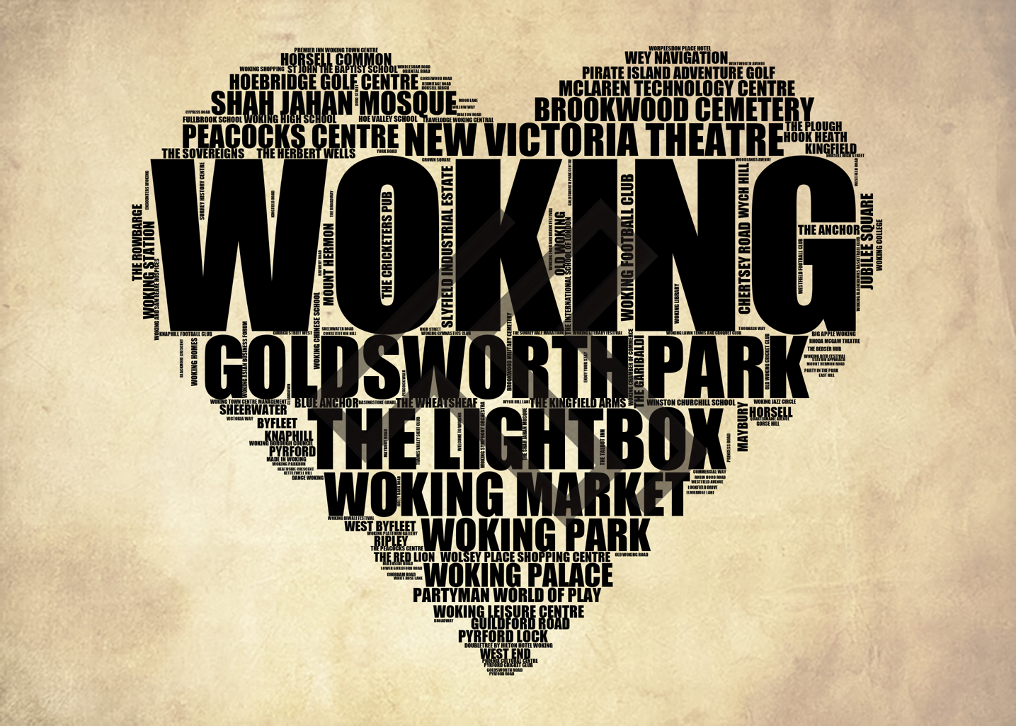 Woking - Premium Typographic Word Cloud Prints, Posters & Gifts