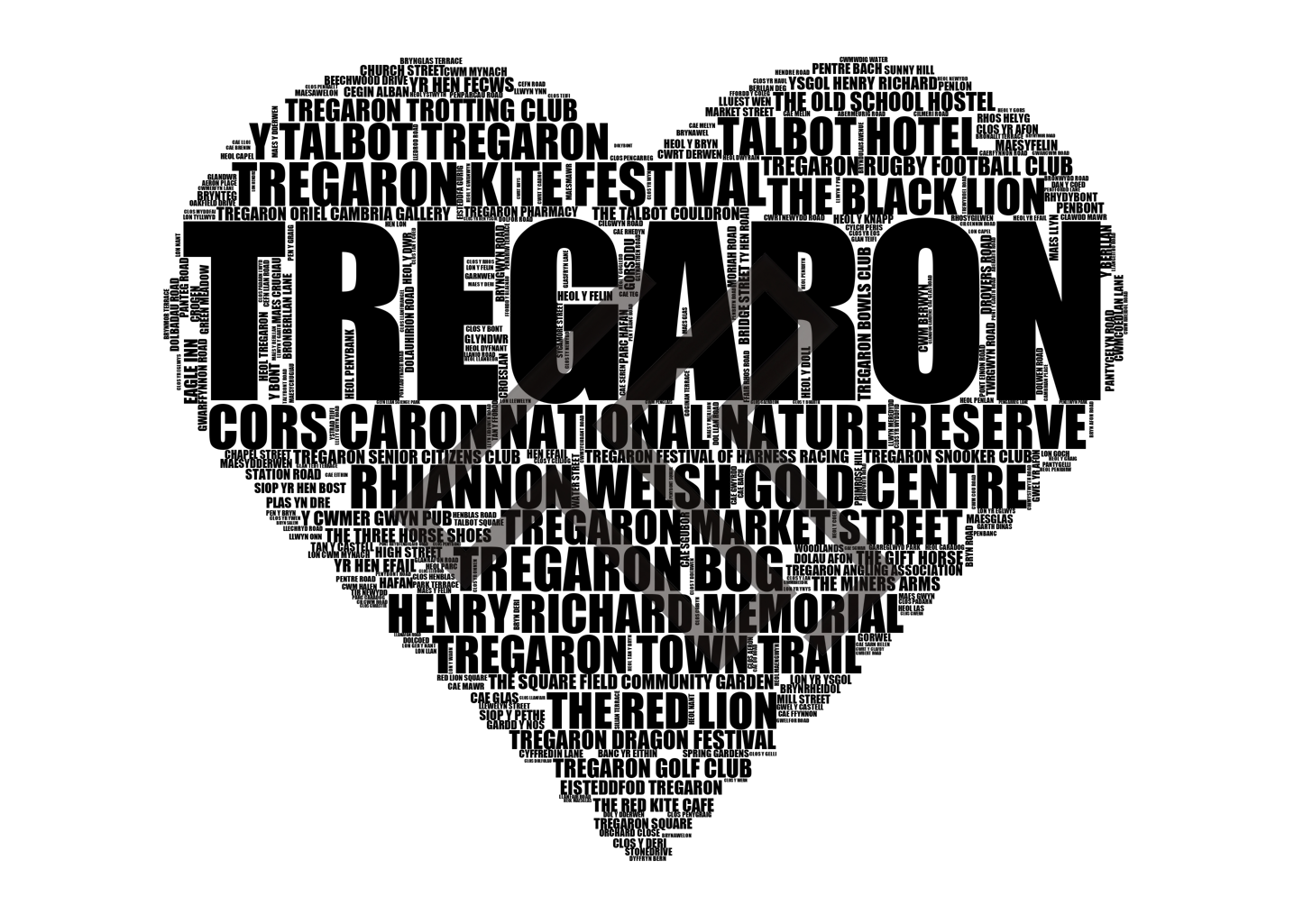 Tregaron - Premium Typographic Word Cloud Prints, Posters & Gifts