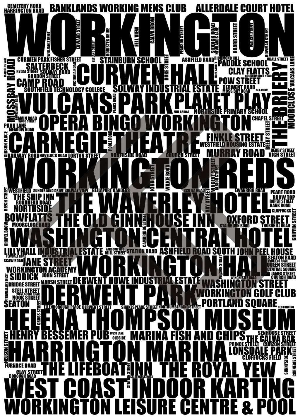 Workington - Premium Typographic Word Cloud Prints, Posters & Gifts