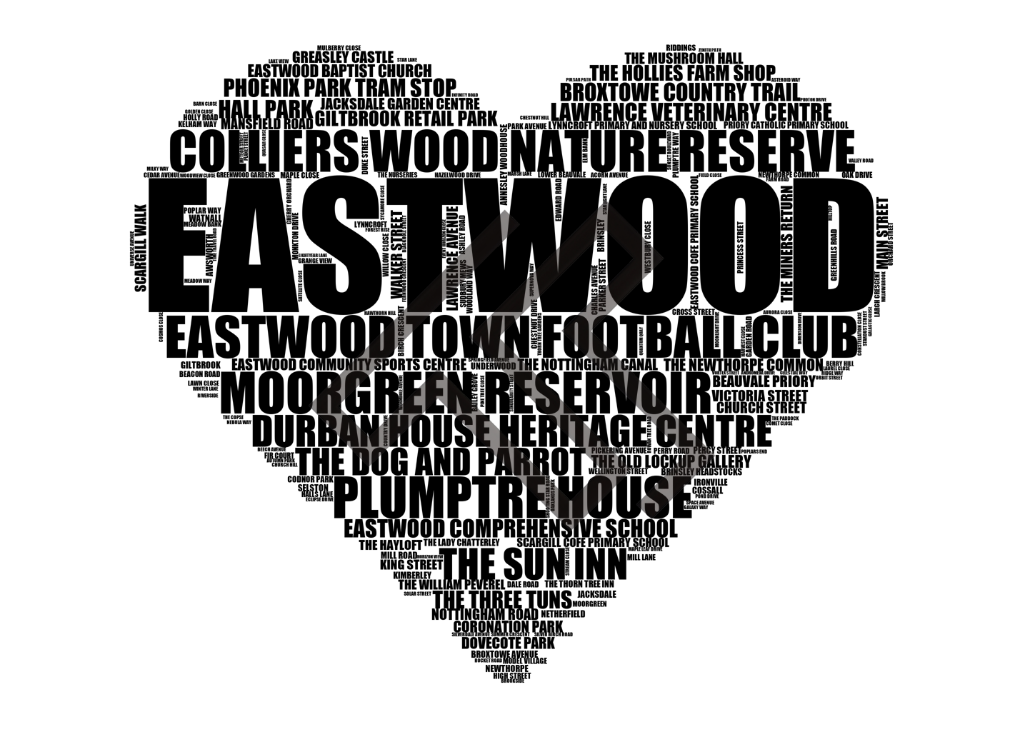 Eastwood - Premium Typographic Word Cloud Prints, Posters & Gifts