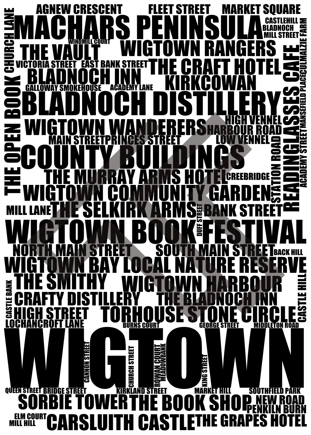 Wigtown - Premium Typographic Word Cloud Prints, Posters & Gifts