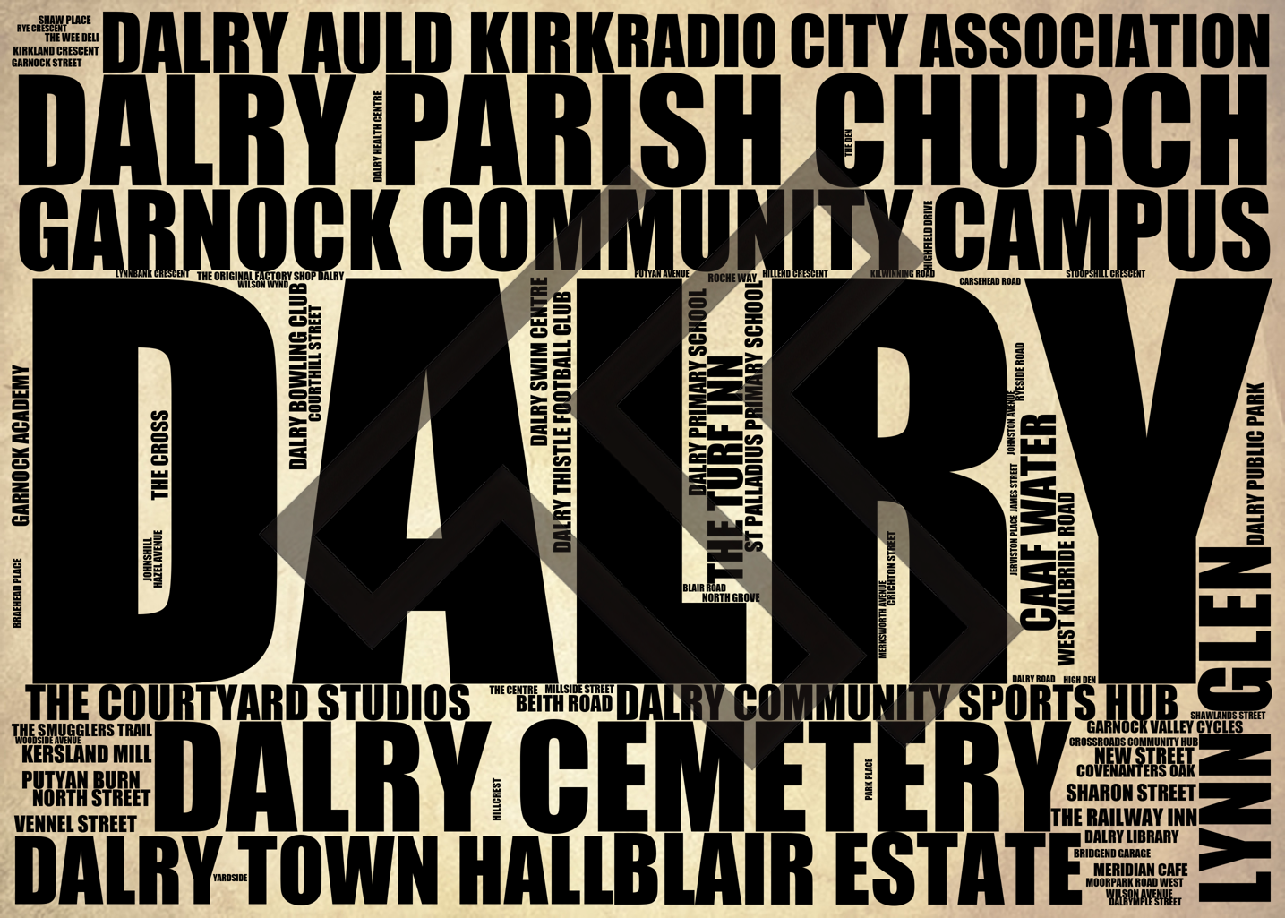 Dalry - Premium Typographic Word Cloud Prints, Posters & Gifts