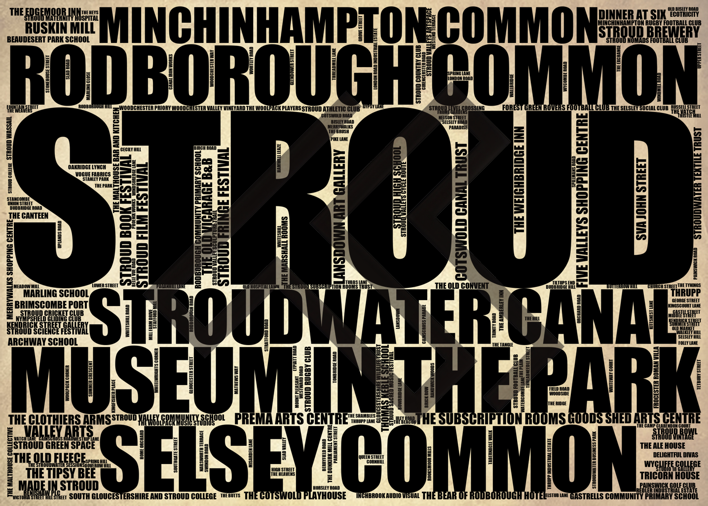 Stroud - Premium Typographic Word Cloud Prints, Posters & Gifts